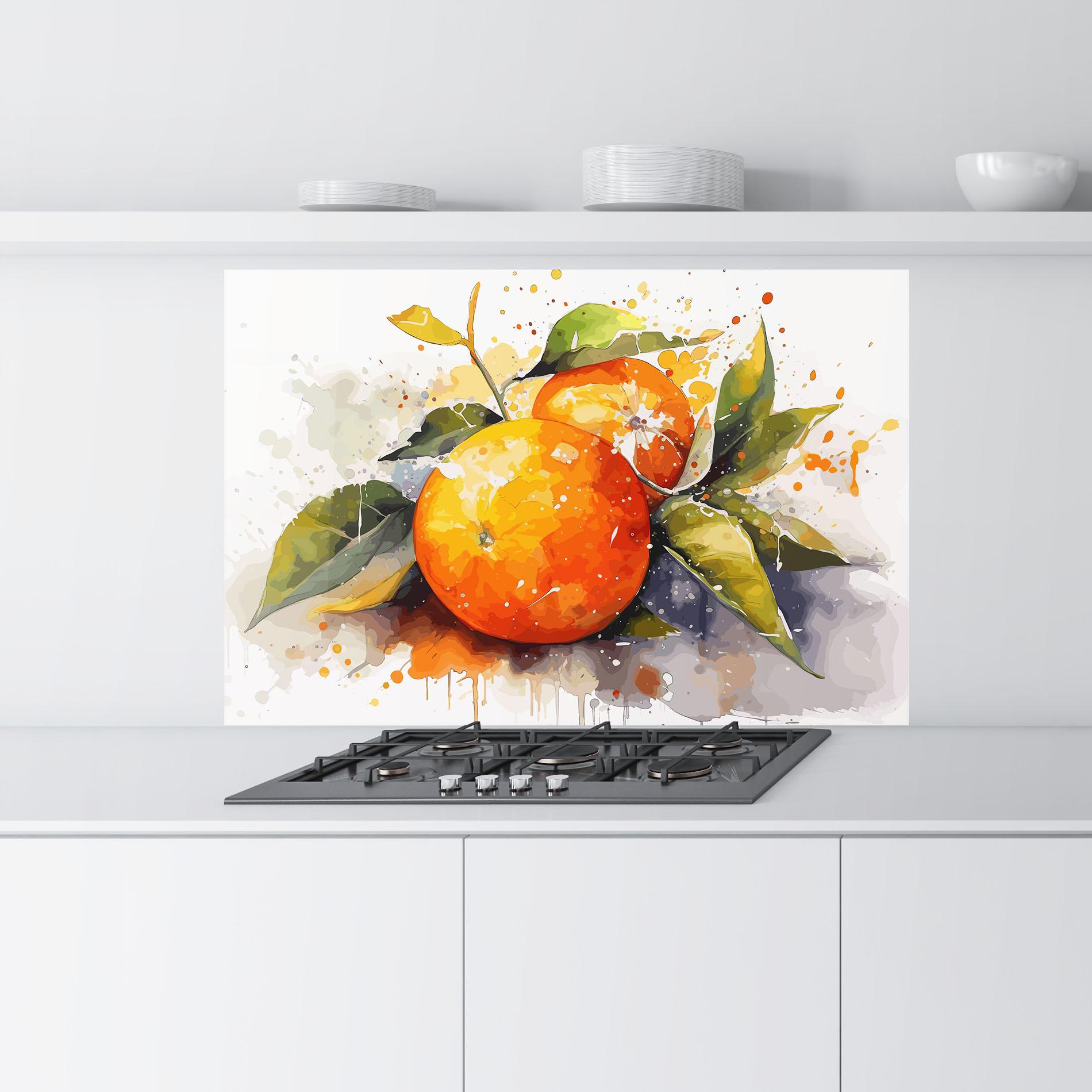 Panel Szklany do Kuchni Watercolor Orange mockup 9