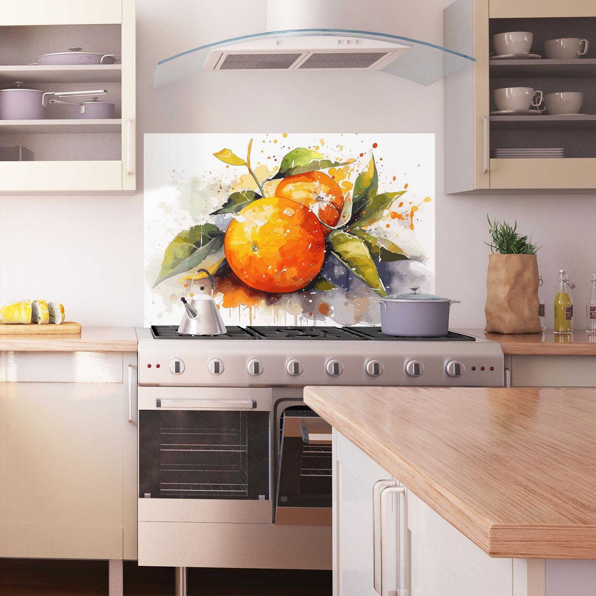 Panel Szklany do Kuchni Watercolor Orange mockup 1