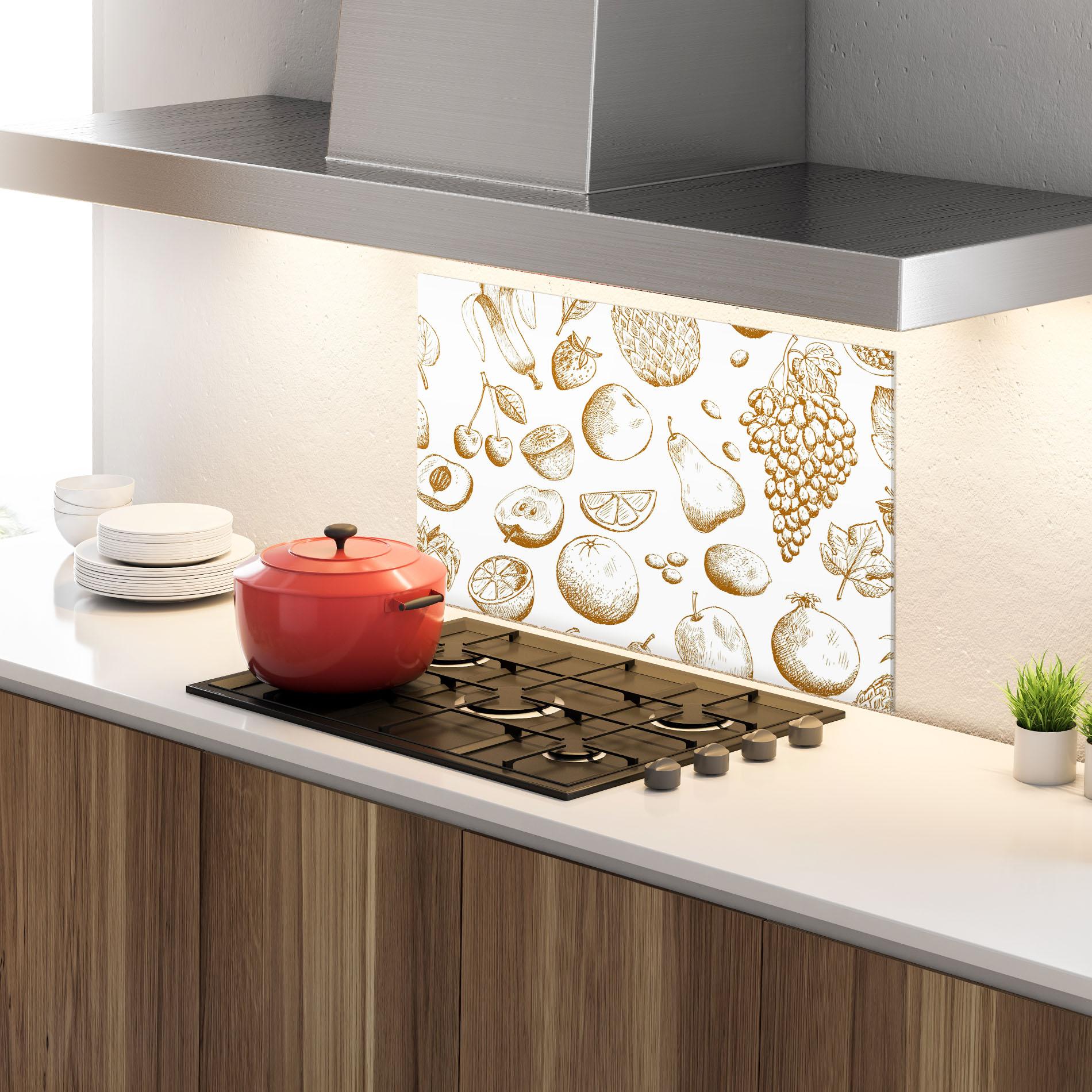 Panel Szklany do Kuchni Floating Fruits mockup 4