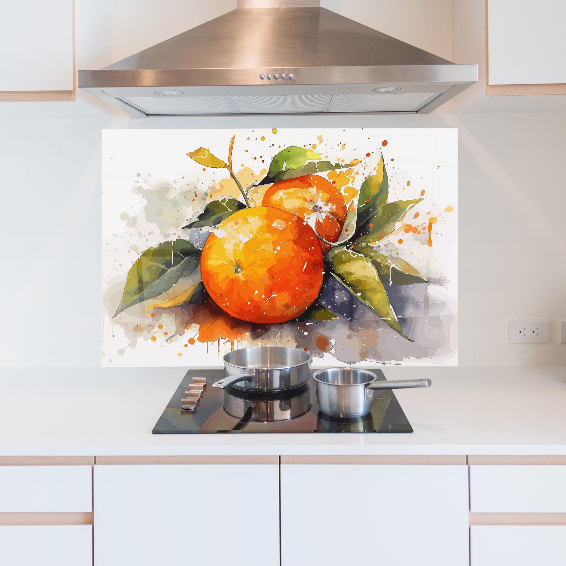 Panel Szklany do Kuchni Watercolor Orange mockup 5