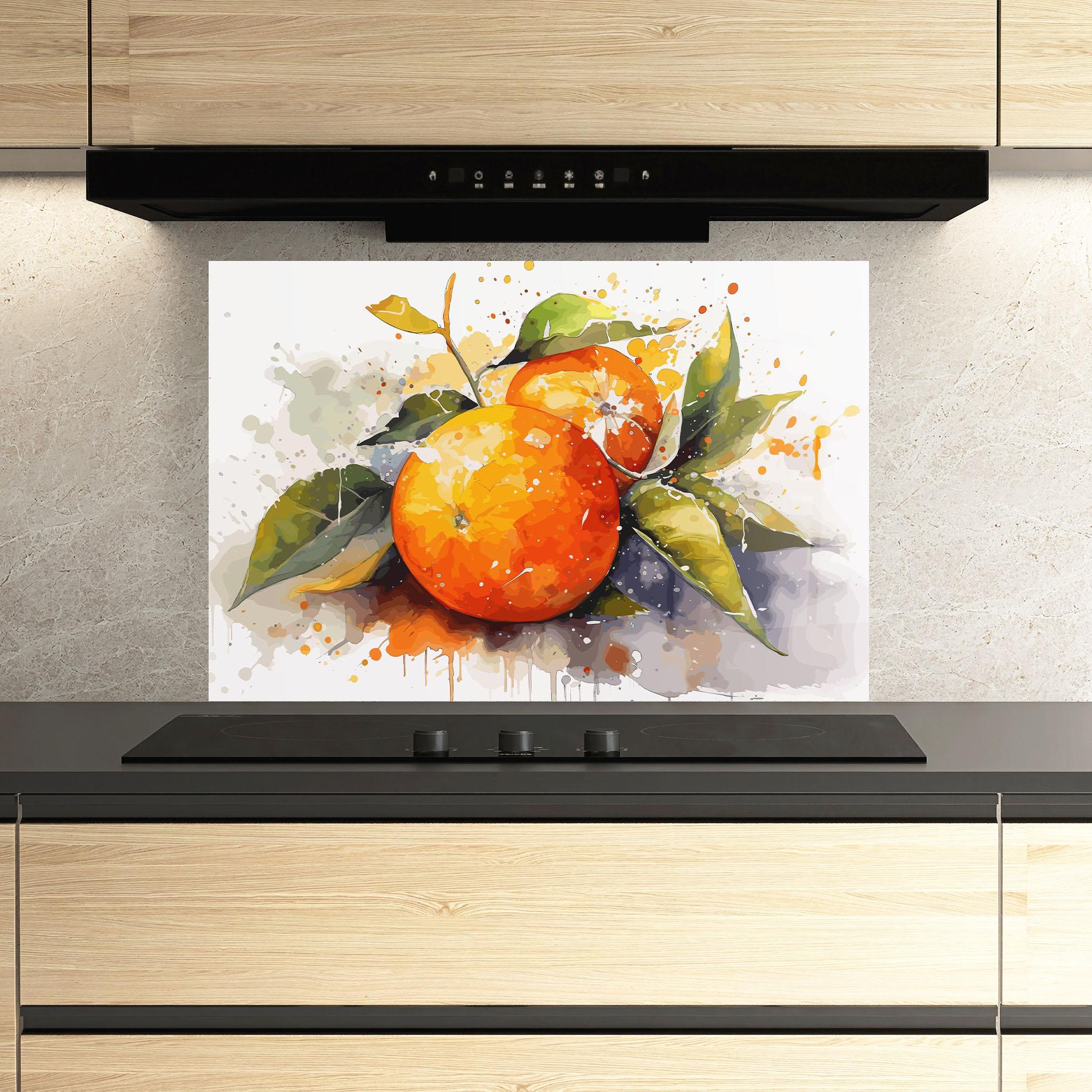 Panel Szklany do Kuchni Watercolor Orange mockup 3