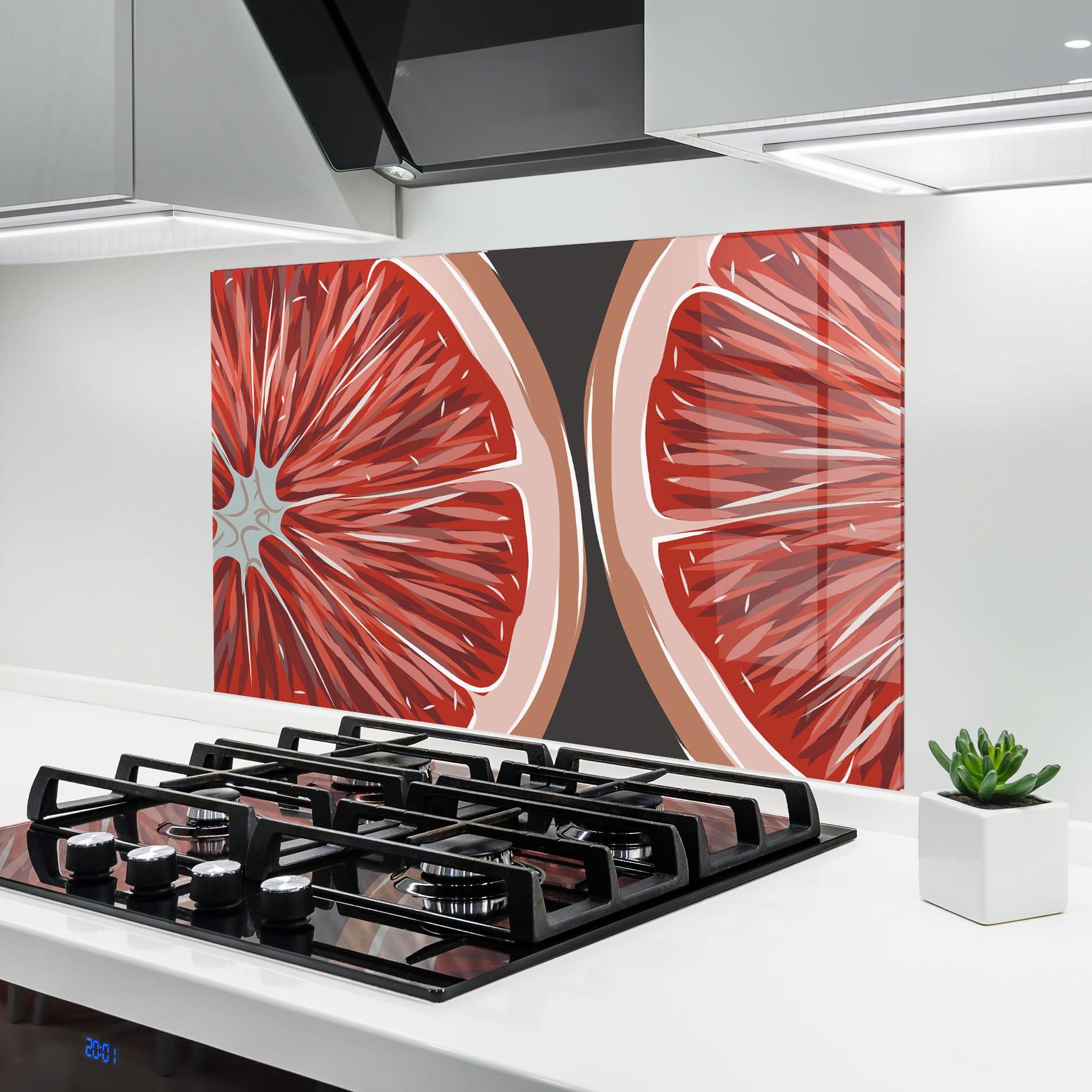 Panel Szklany do Kuchni Grapefruit Close Up mockup 6