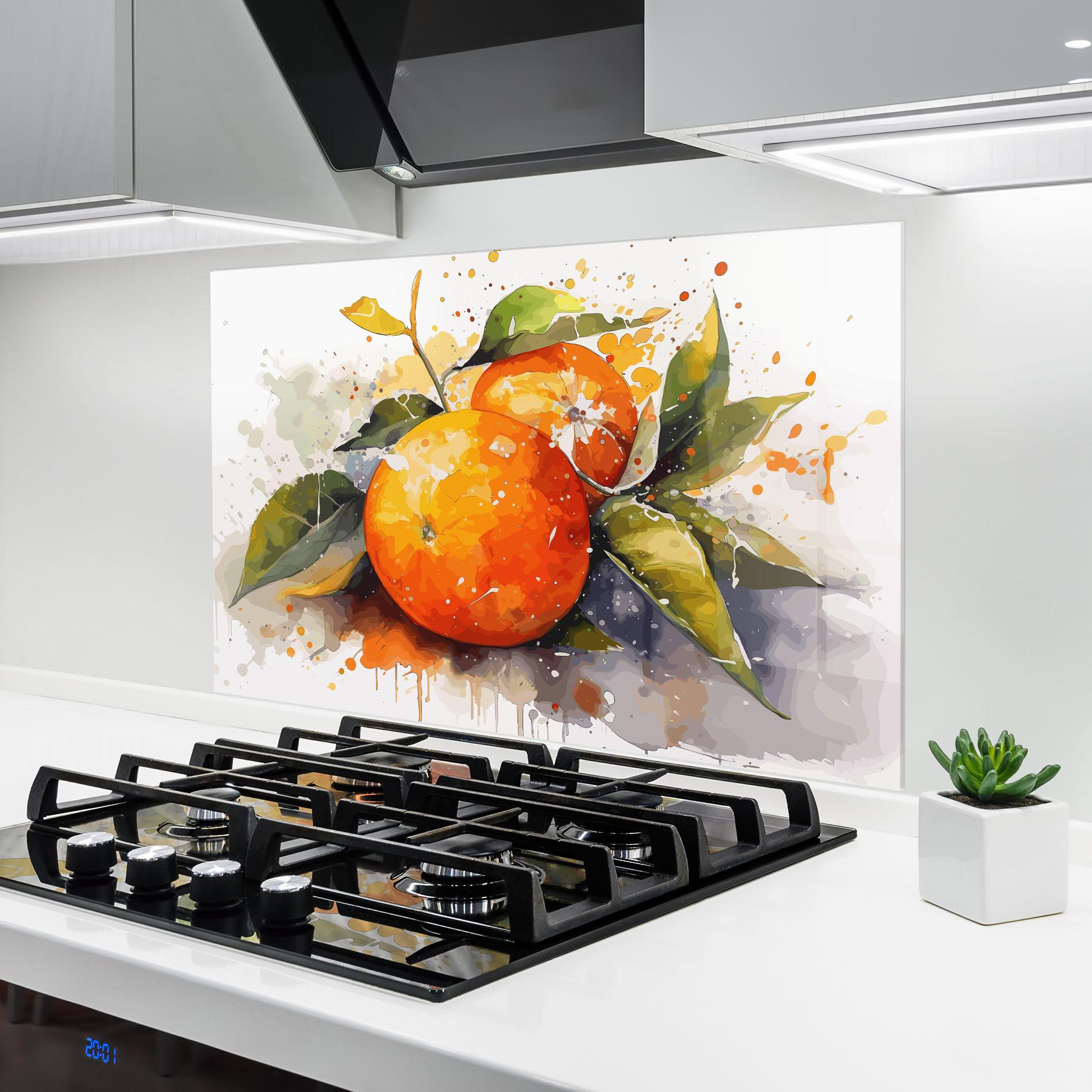 Panel Szklany do Kuchni Watercolor Orange mockup 6