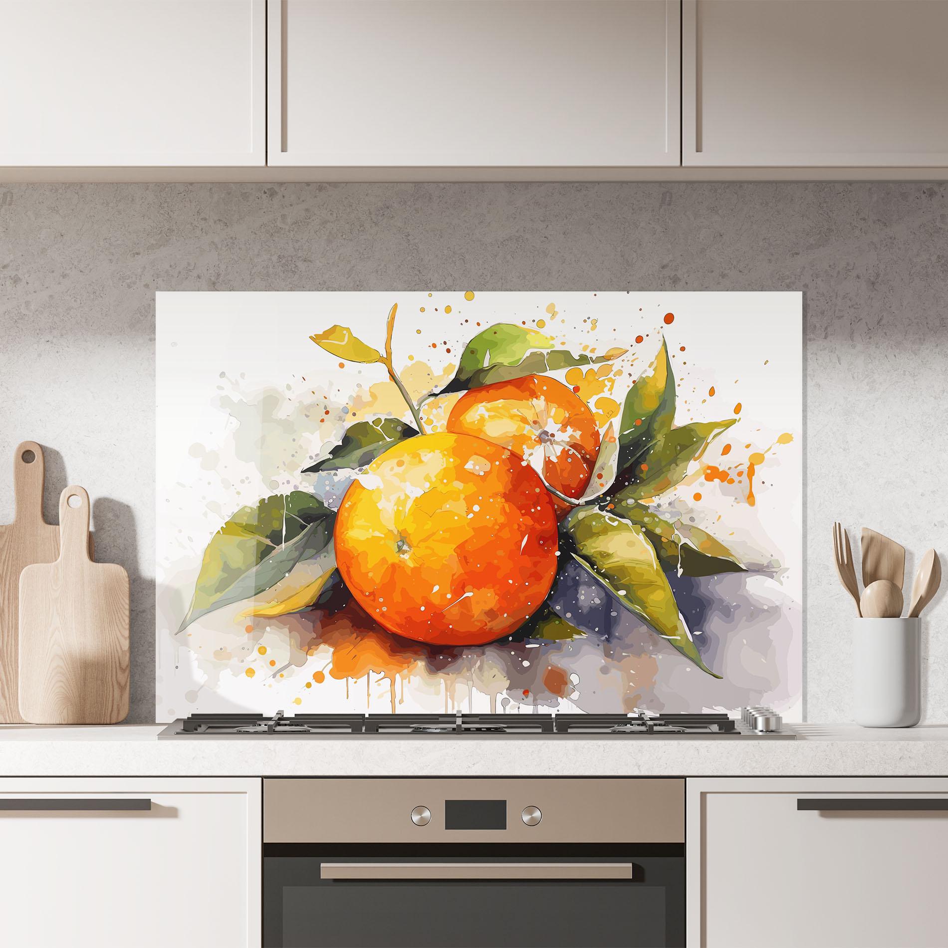 Panel Szklany do Kuchni Watercolor Orange mockup 7