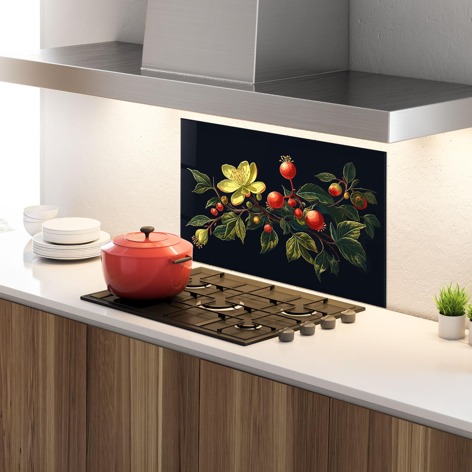 Panel Szklany do Kuchni Yellow Flower Food mockup 4