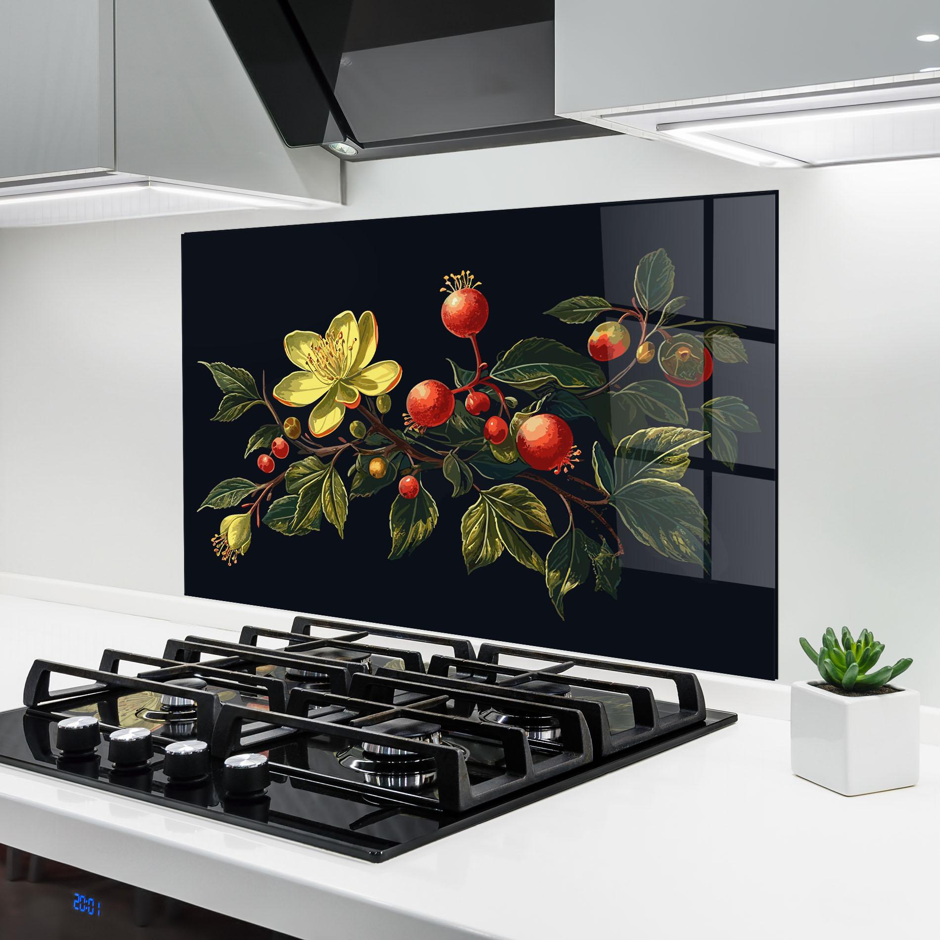 Panel Szklany do Kuchni Yellow Flower Food mockup 6