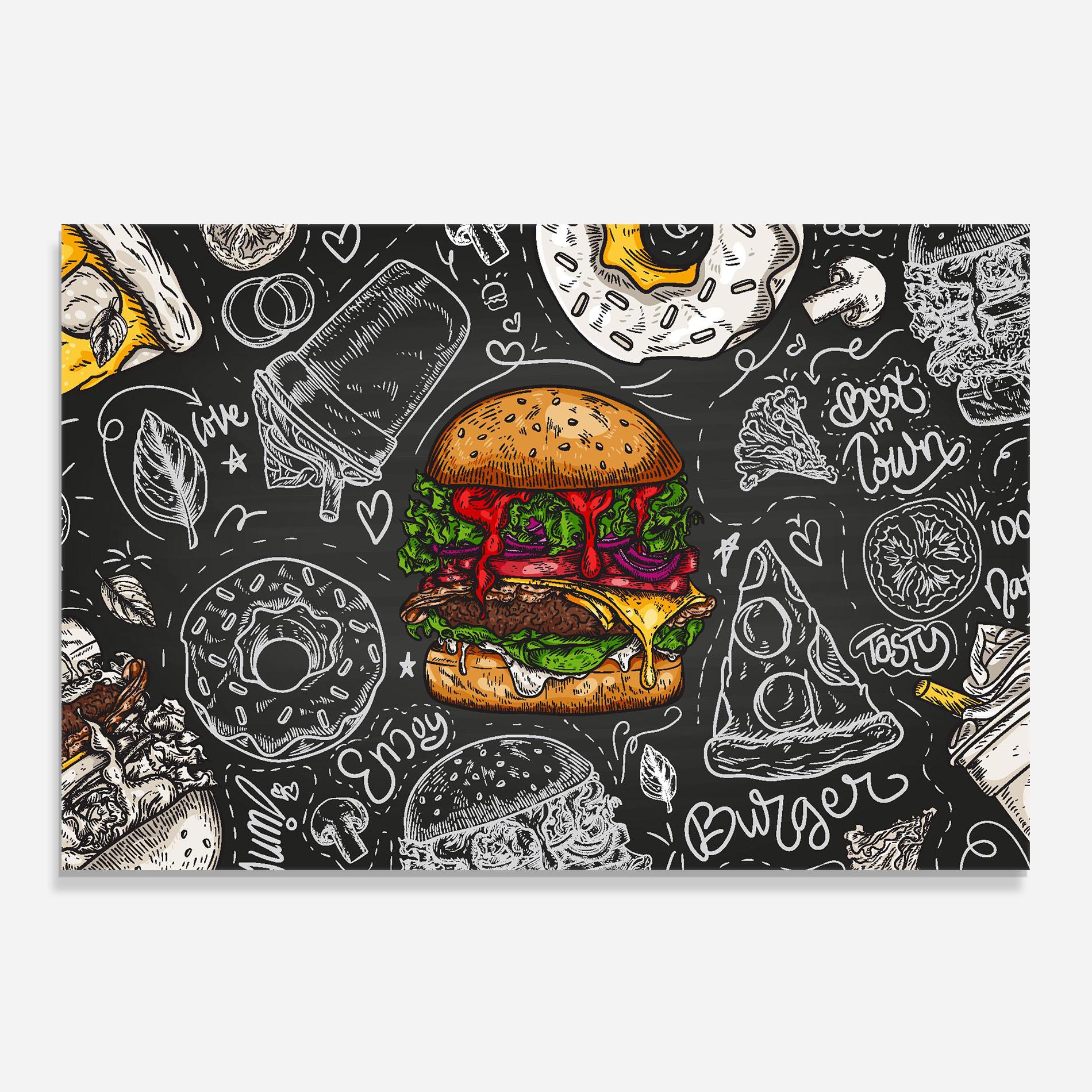 Panel Szklany do Kuchni Color Mix Burger mockup 0