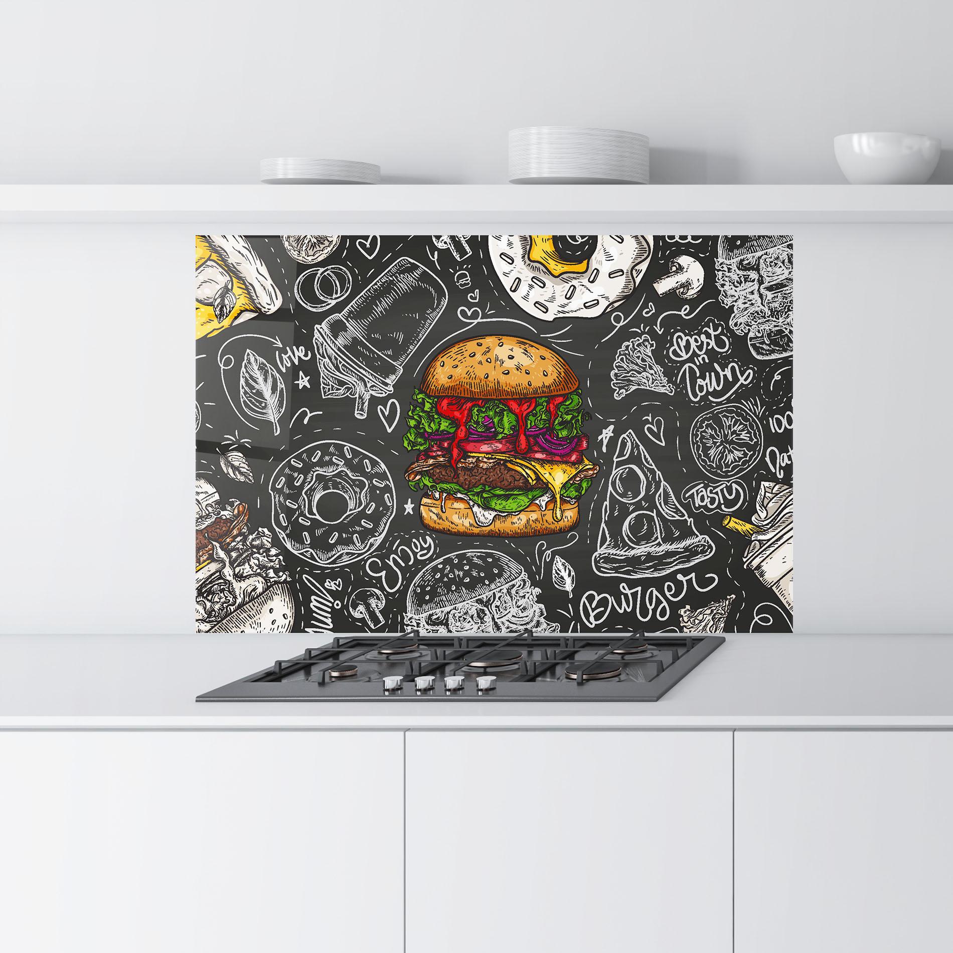 Panel Szklany do Kuchni Color Mix Burger mockup 9