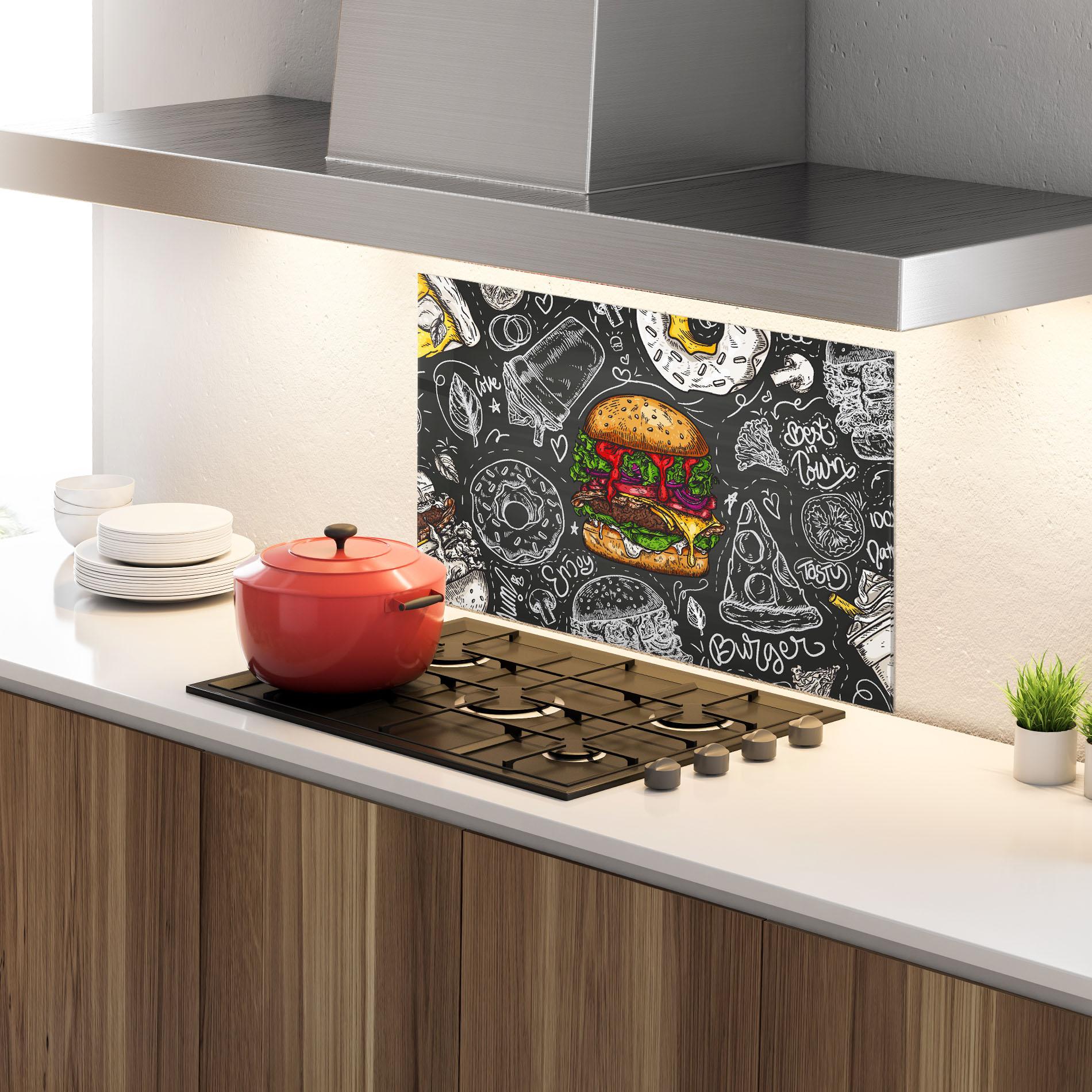 Panel Szklany do Kuchni Color Mix Burger mockup 4