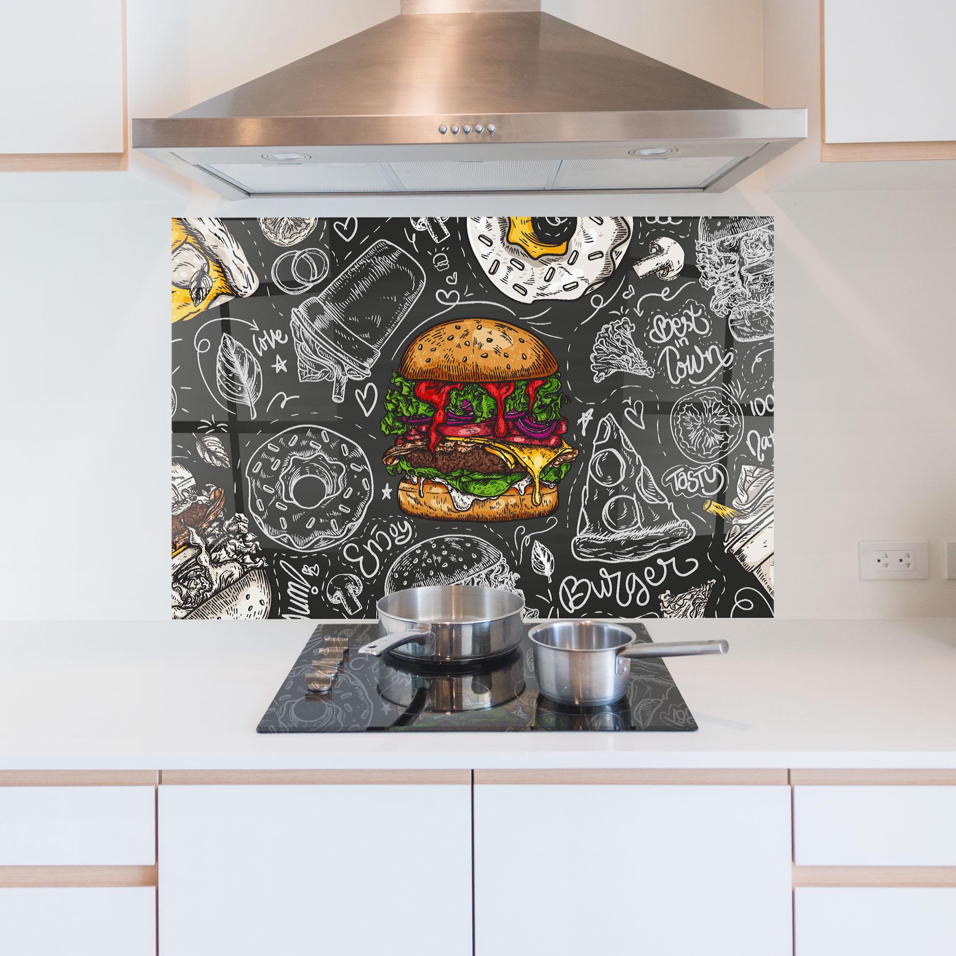 Panel Szklany do Kuchni Color Mix Burger mockup 5