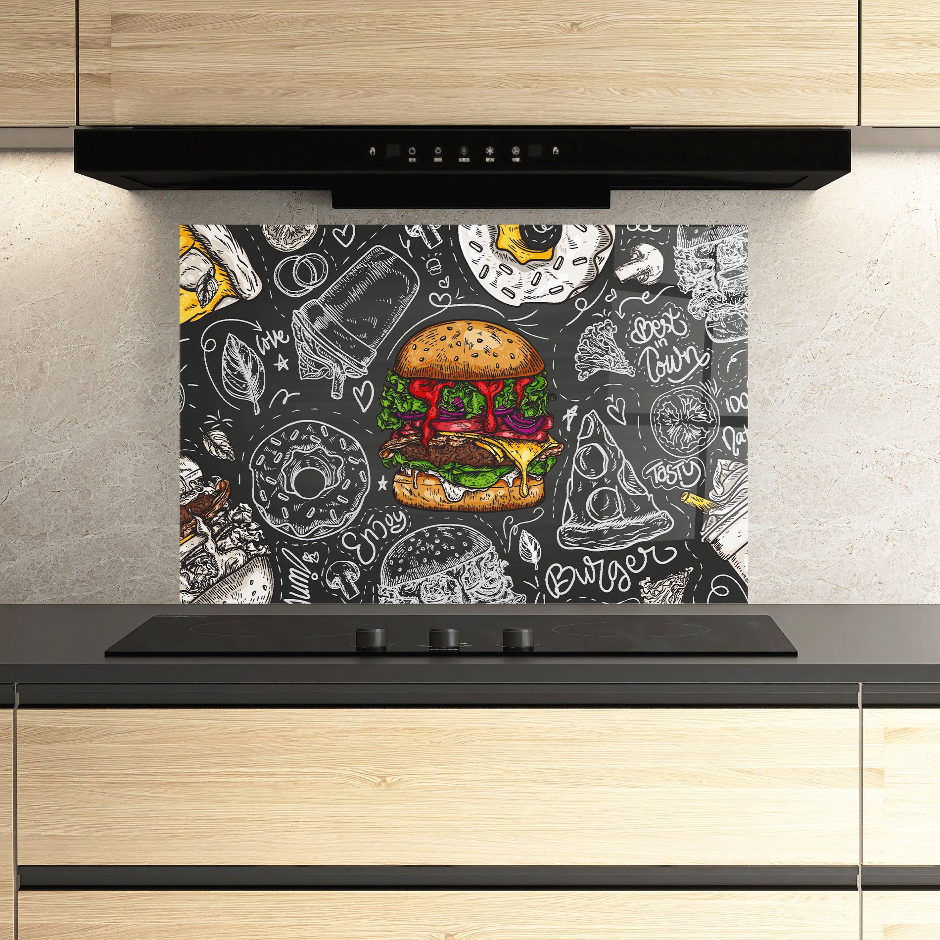 Panel Szklany do Kuchni Color Mix Burger mockup 3