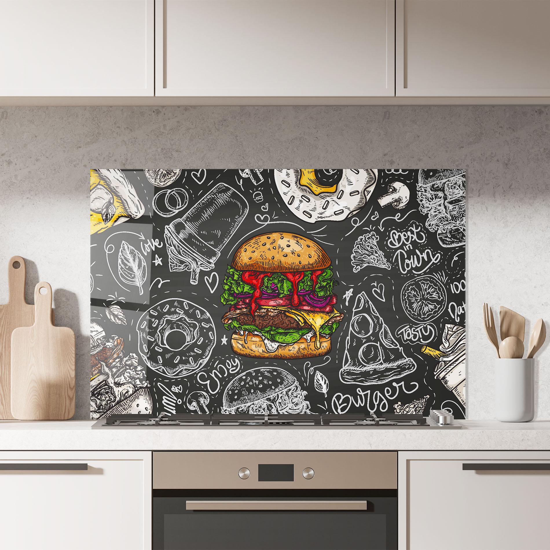 Panel Szklany do Kuchni Color Mix Burger mockup 7