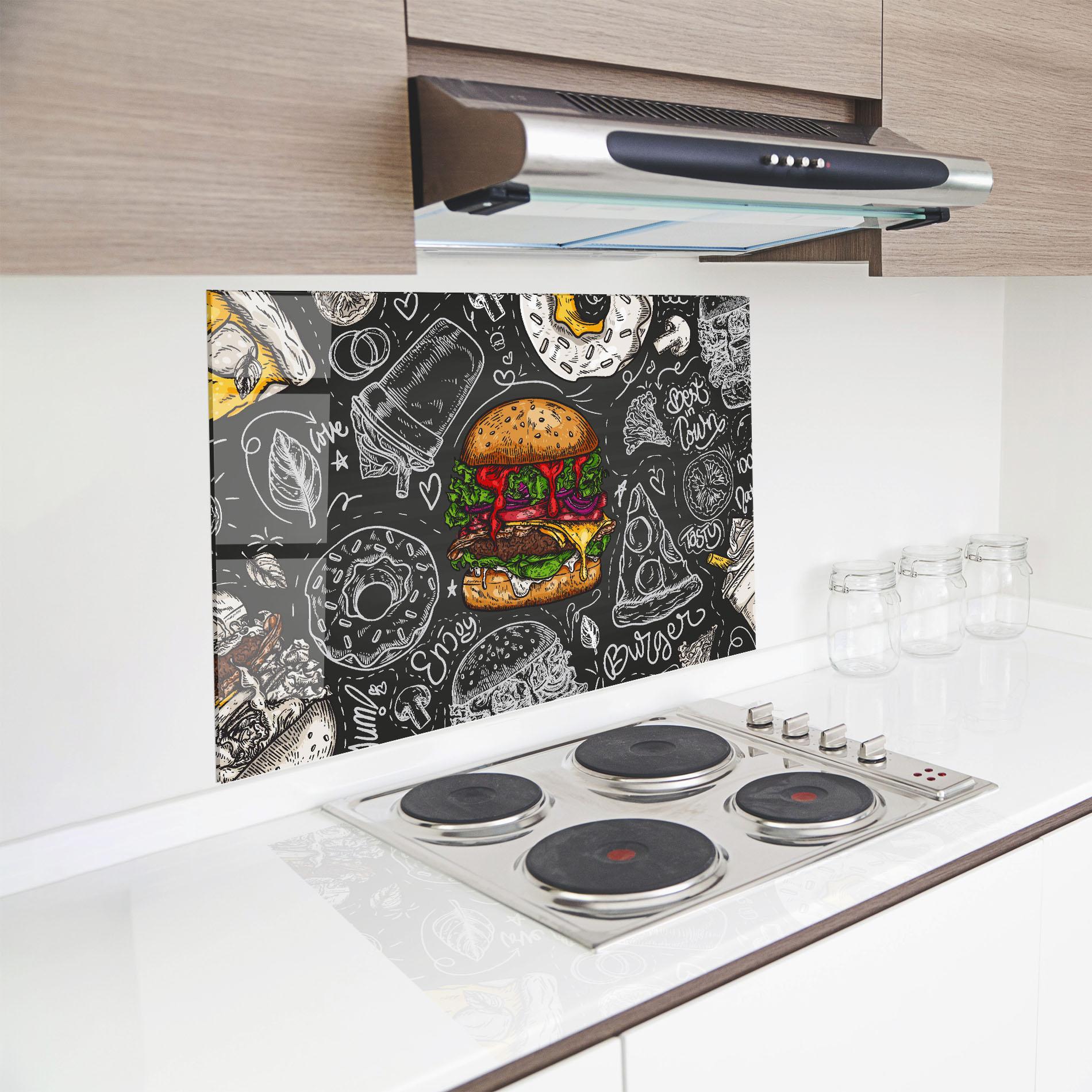 Panel Szklany do Kuchni Color Mix Burger mockup 8