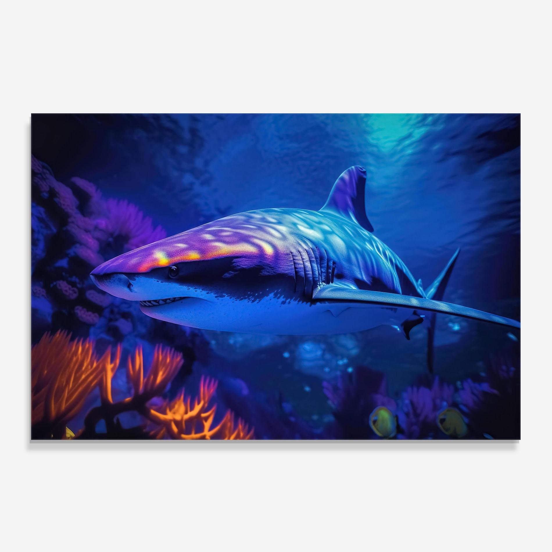 Panel Szklany do Kuchni Blue Light Shark mockup 0