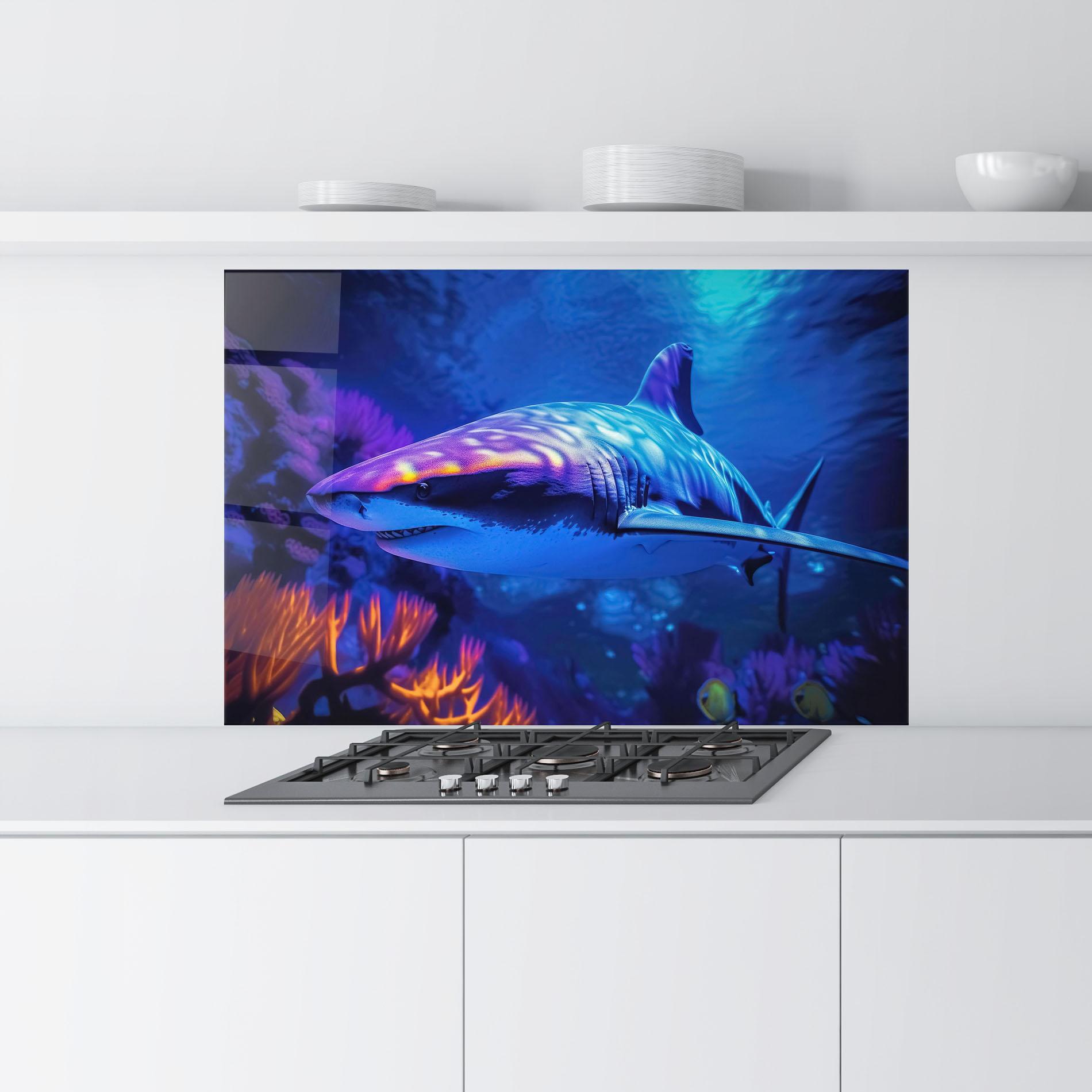 Panel Szklany do Kuchni Blue Light Shark mockup 9