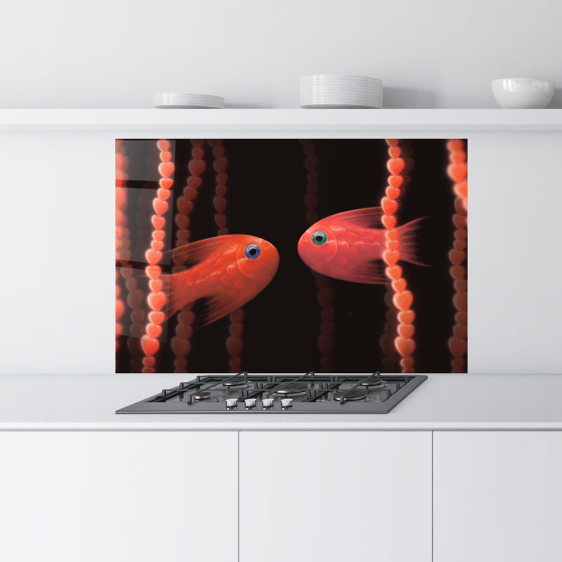 Panel Szklany do Kuchni Orange Fish Heart mockup 9