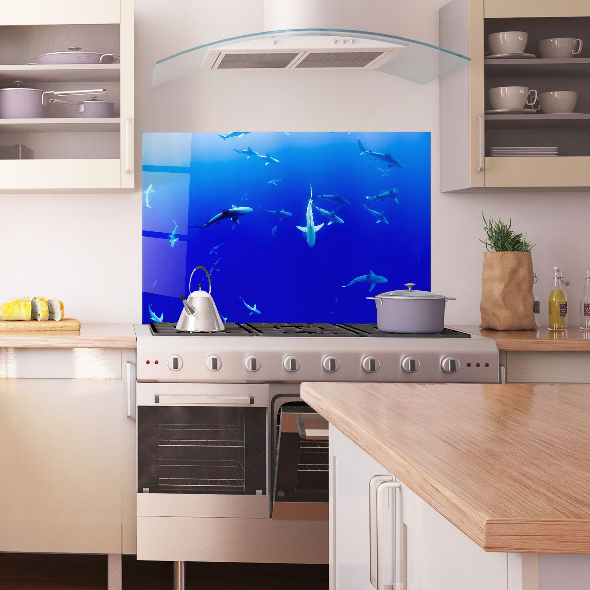 Panel Szklany do Kuchni Baby Sharks mockup 1