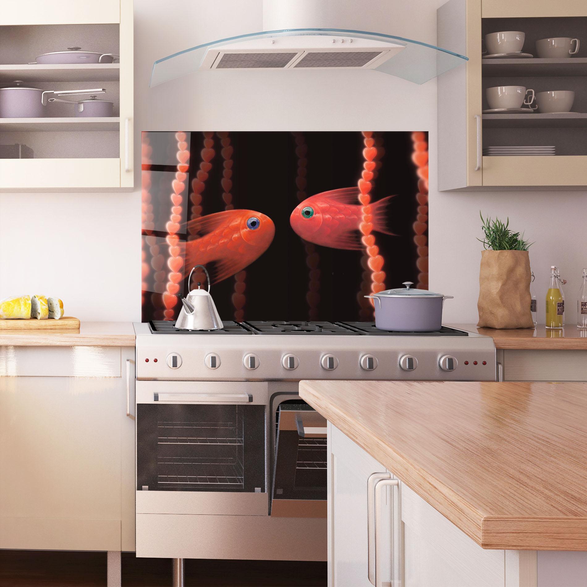 Panel Szklany do Kuchni Orange Fish Heart mockup 1
