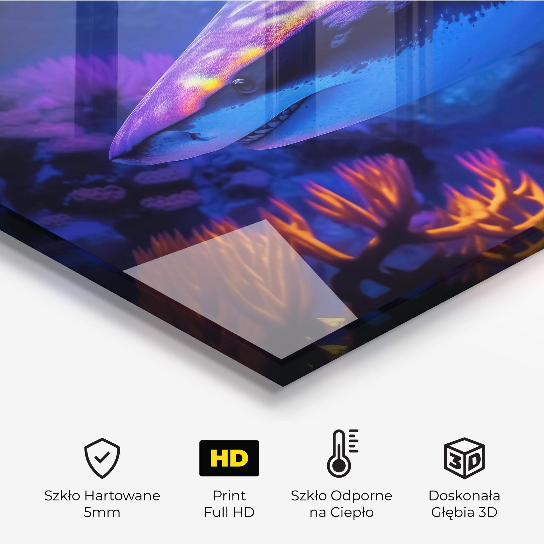 Panel Szklany do Kuchni Blue Light Shark mockup 2
