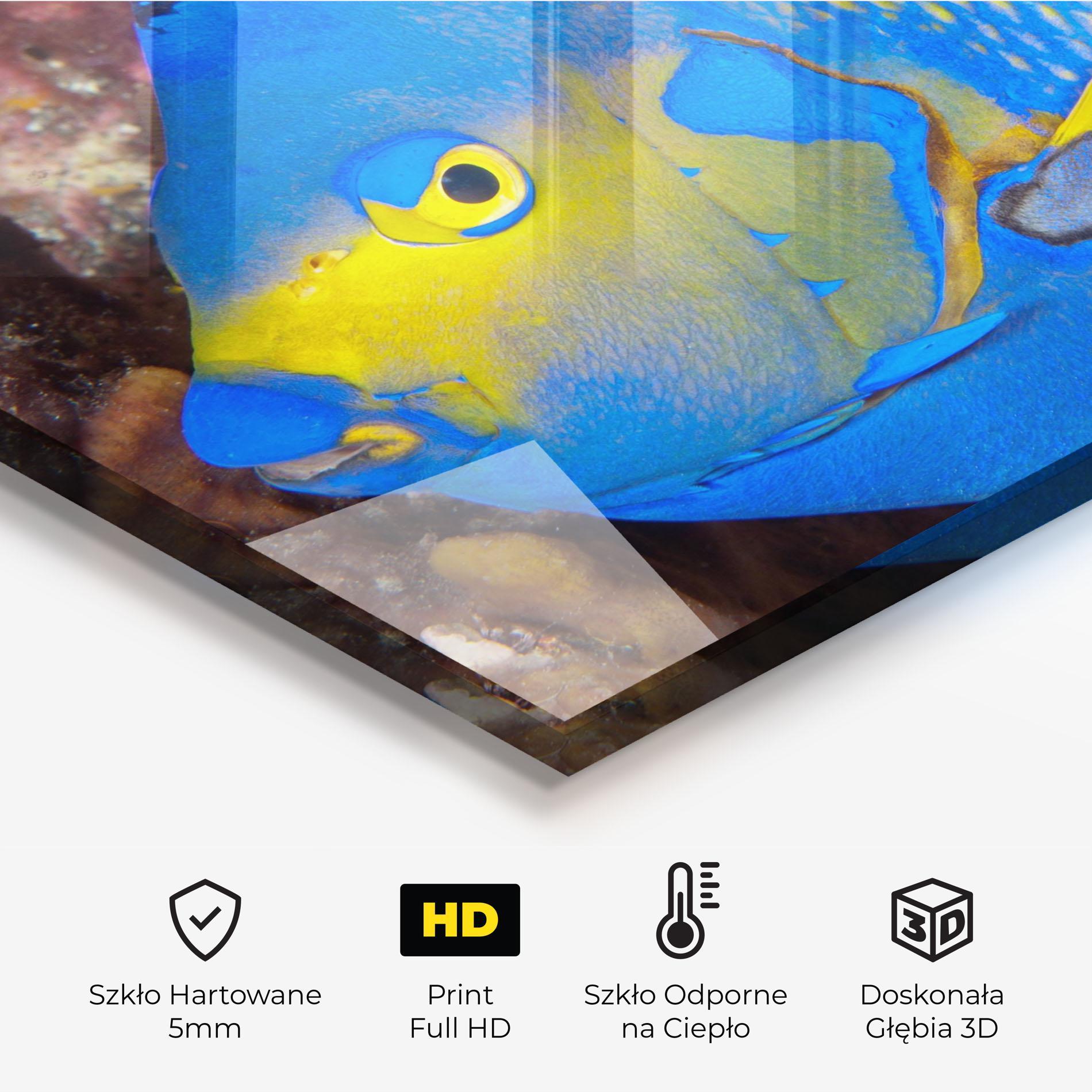 Panel Szklany do Kuchni Blue Yellow Fish mockup 2