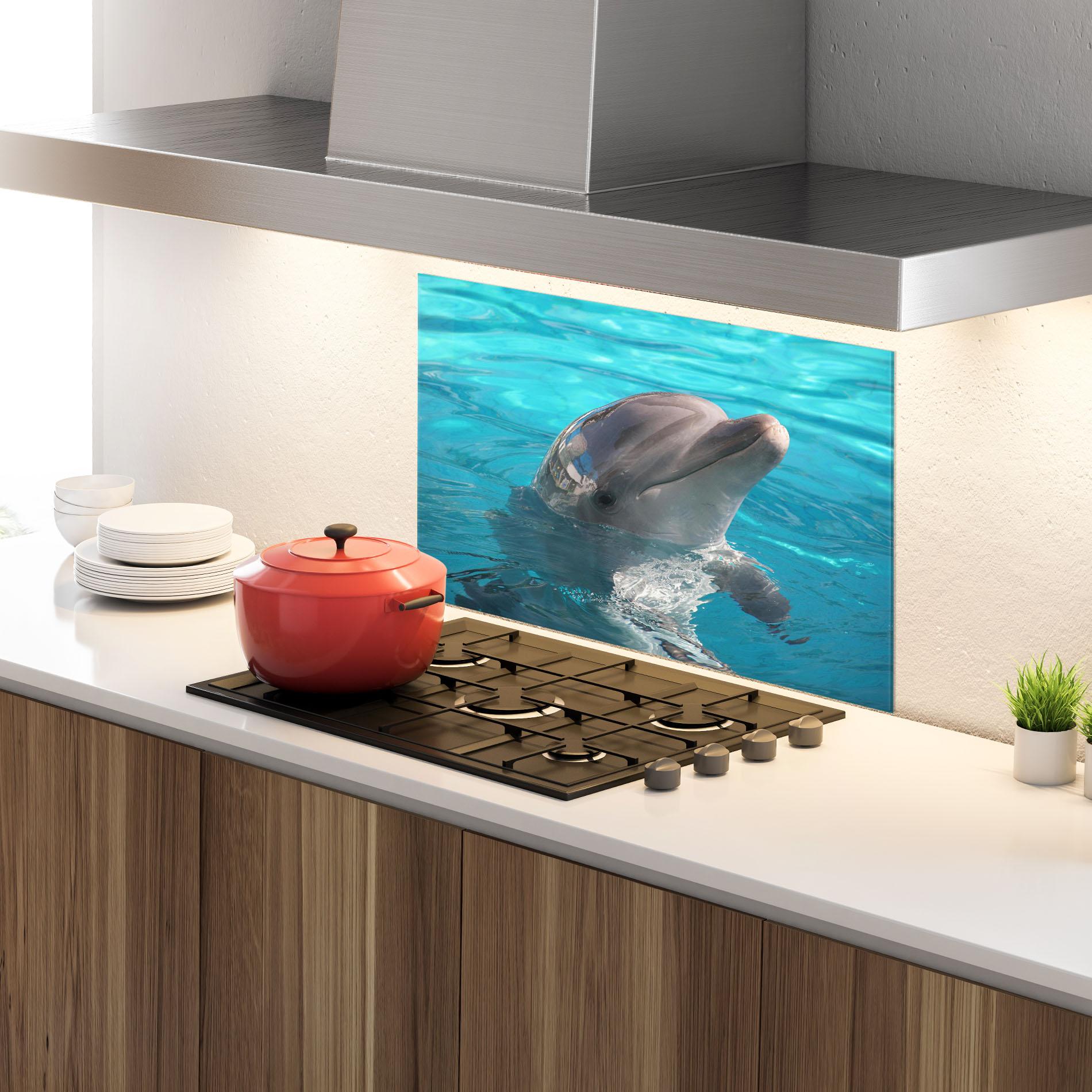 Panel Szklany do Kuchni Dolphin Poses mockup 4