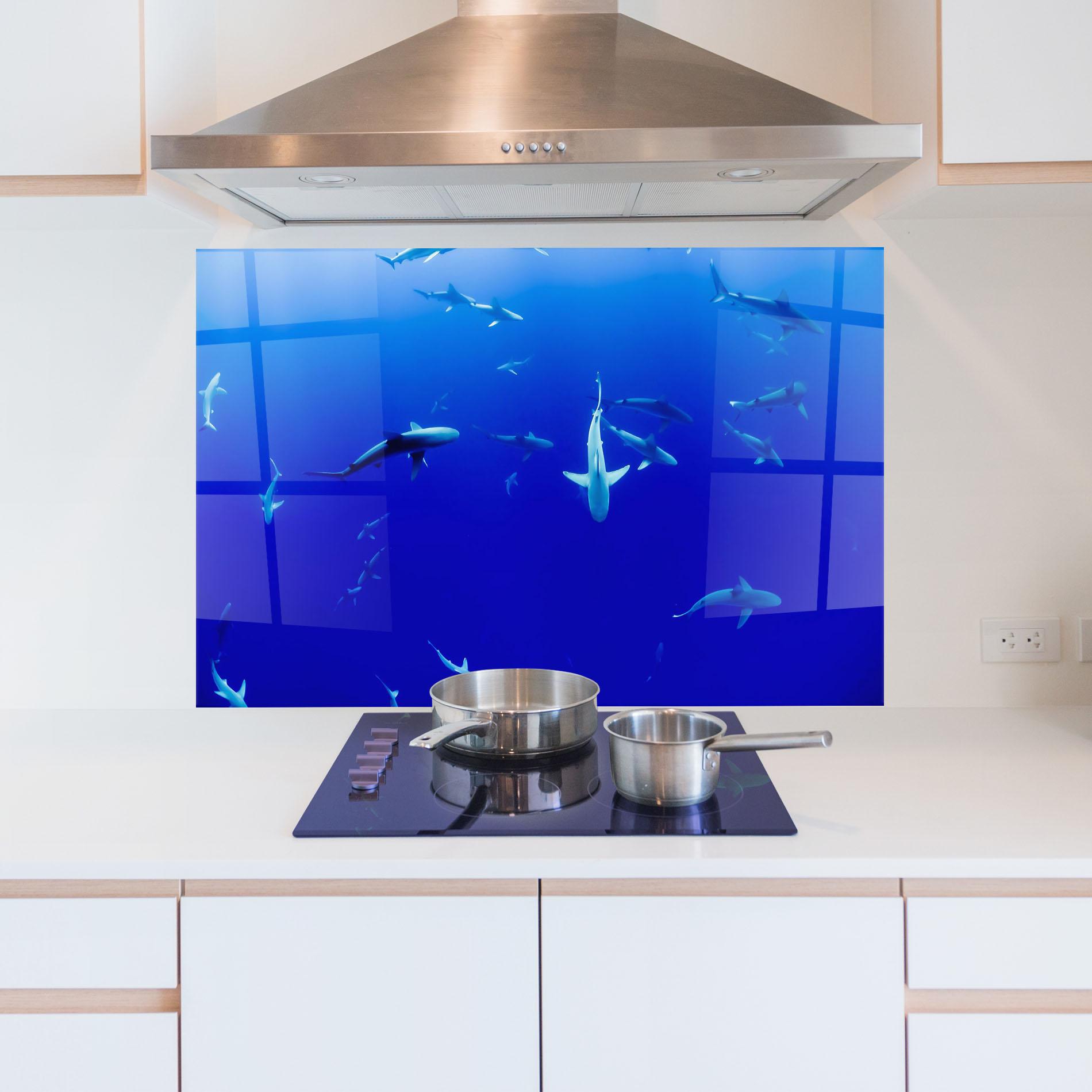 Panel Szklany do Kuchni Baby Sharks mockup 5