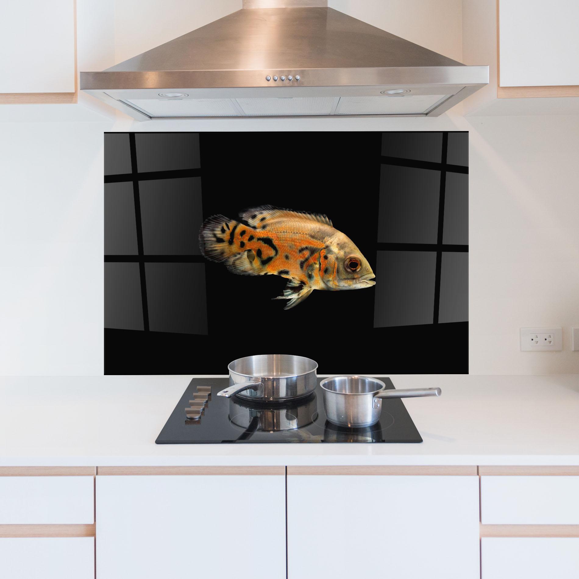 Panel Szklany do Kuchni Cute Brown Fish mockup 5