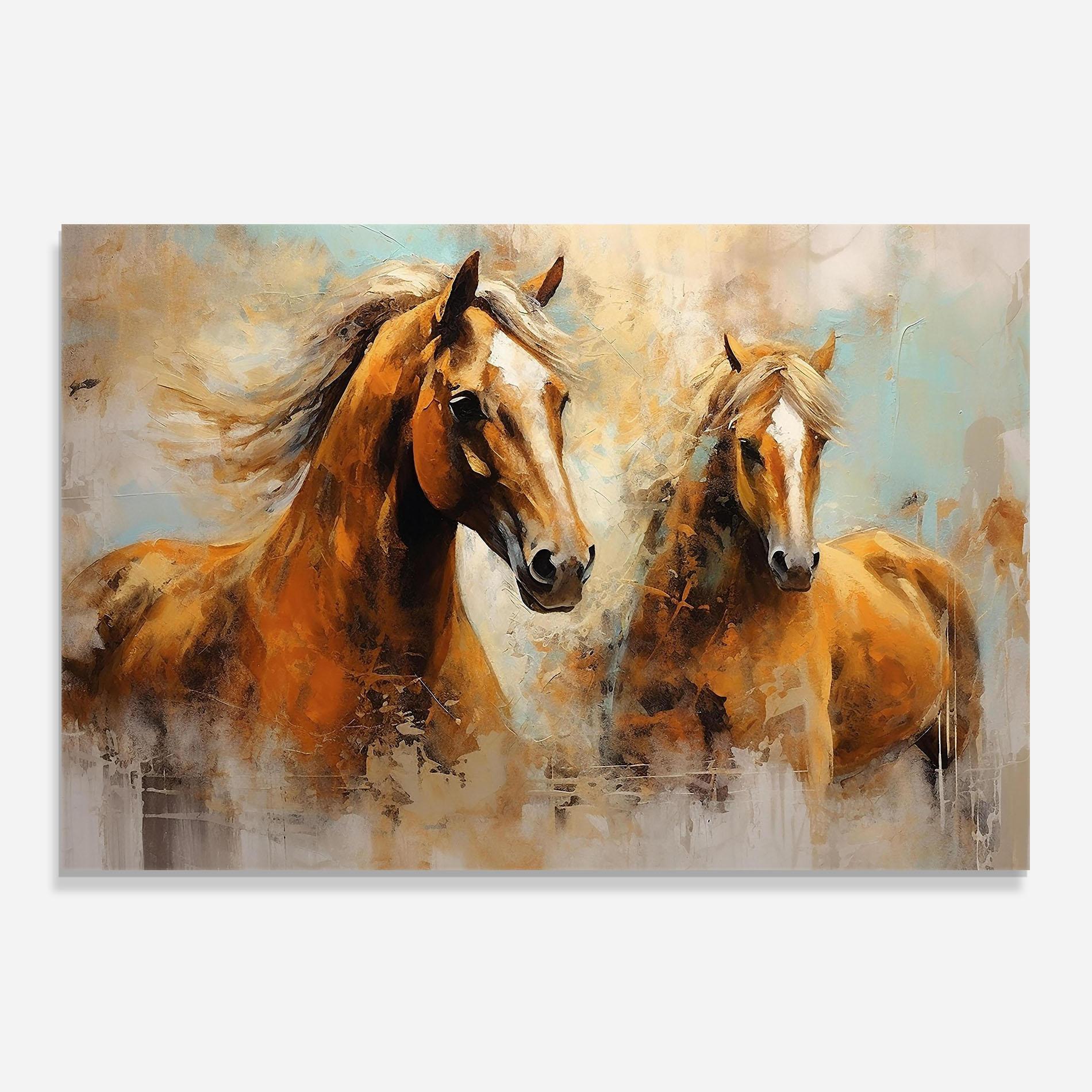 Panel Szklany do Kuchni Brown Horses Staying mockup 0