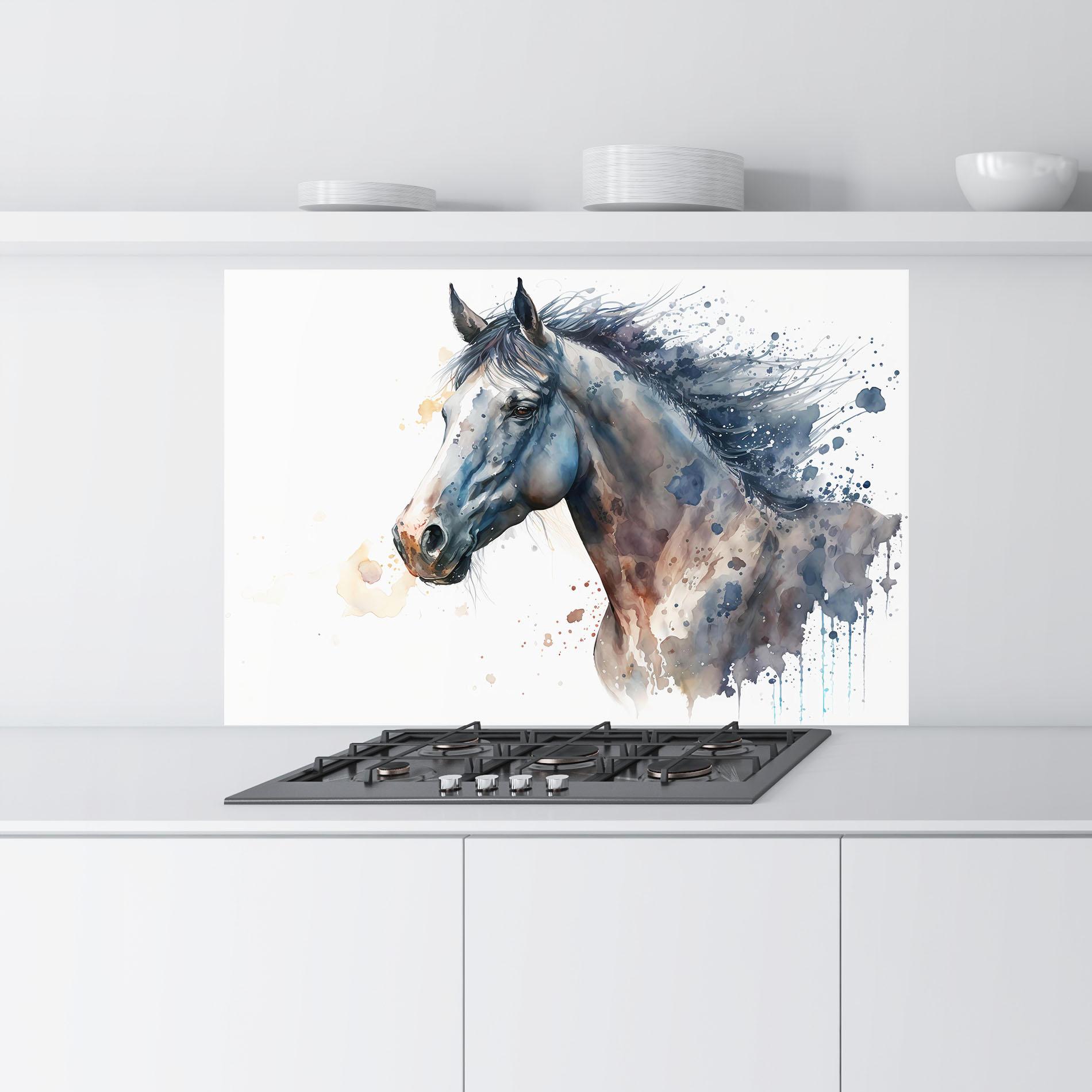 Panel Szklany do Kuchni Blue Horse Painting mockup 9