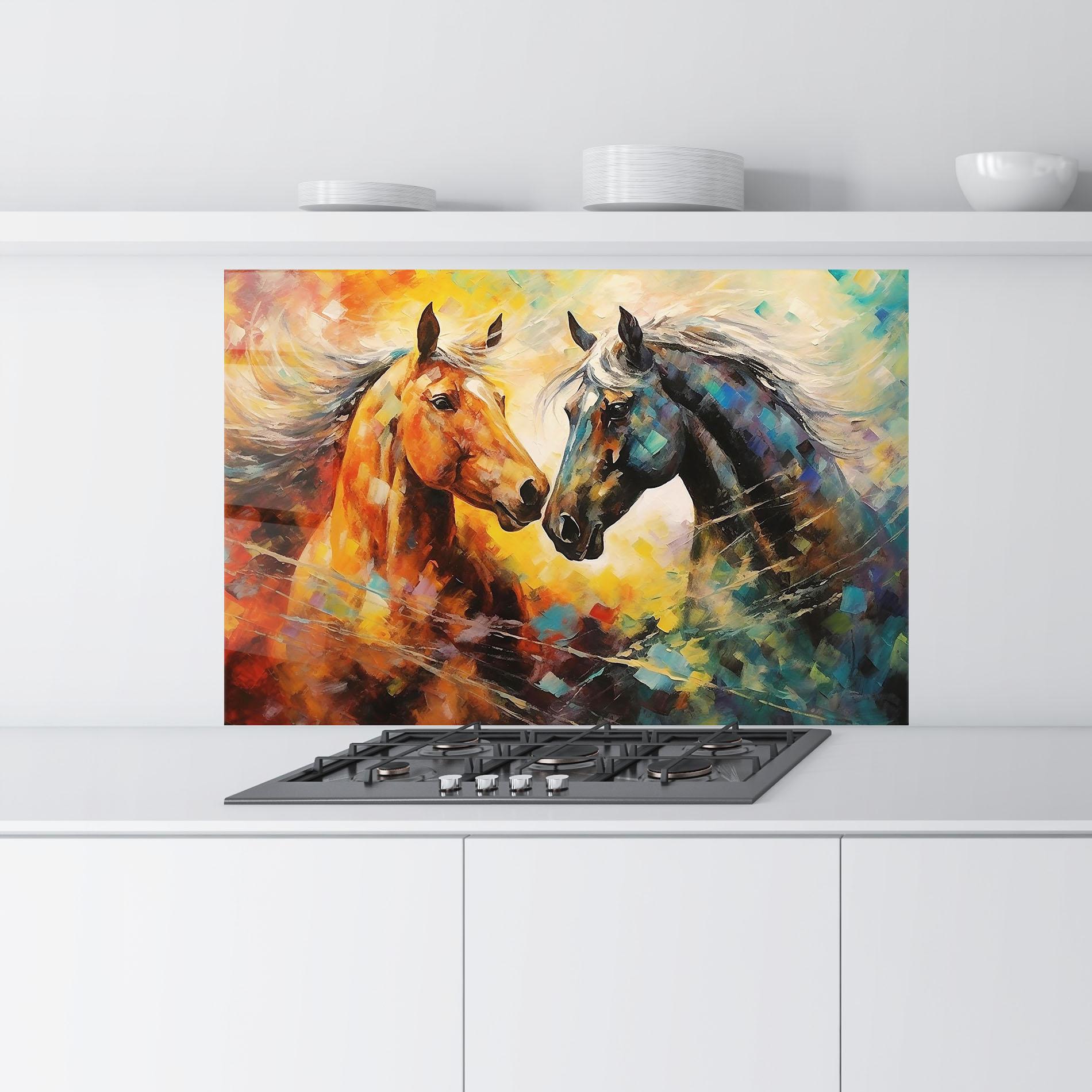 Panel Szklany do Kuchni Brown Black Horses mockup 9
