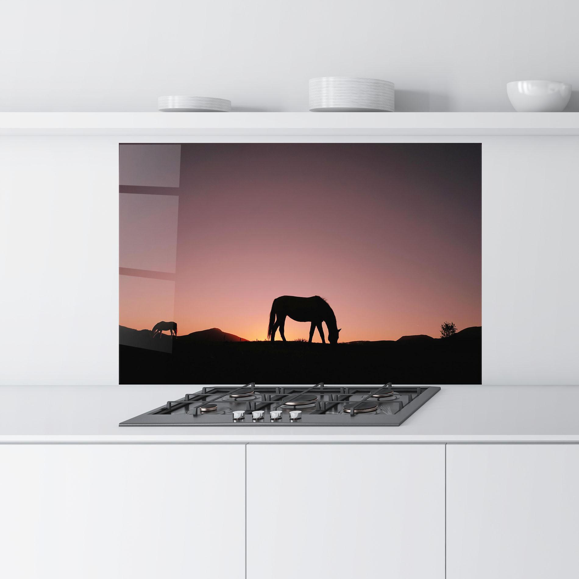 Panel Szklany do Kuchni Horse Silhouette mockup 9