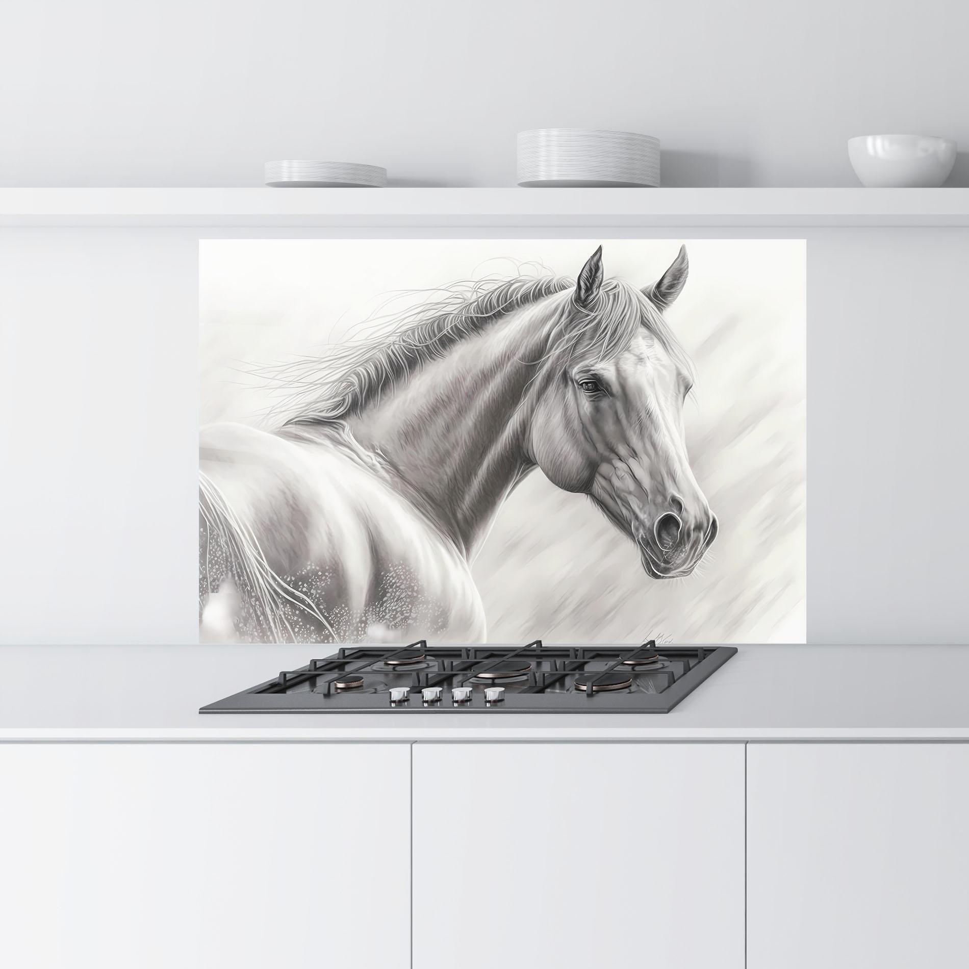 Panel Szklany do Kuchni Pencil Horse Drawing mockup 9