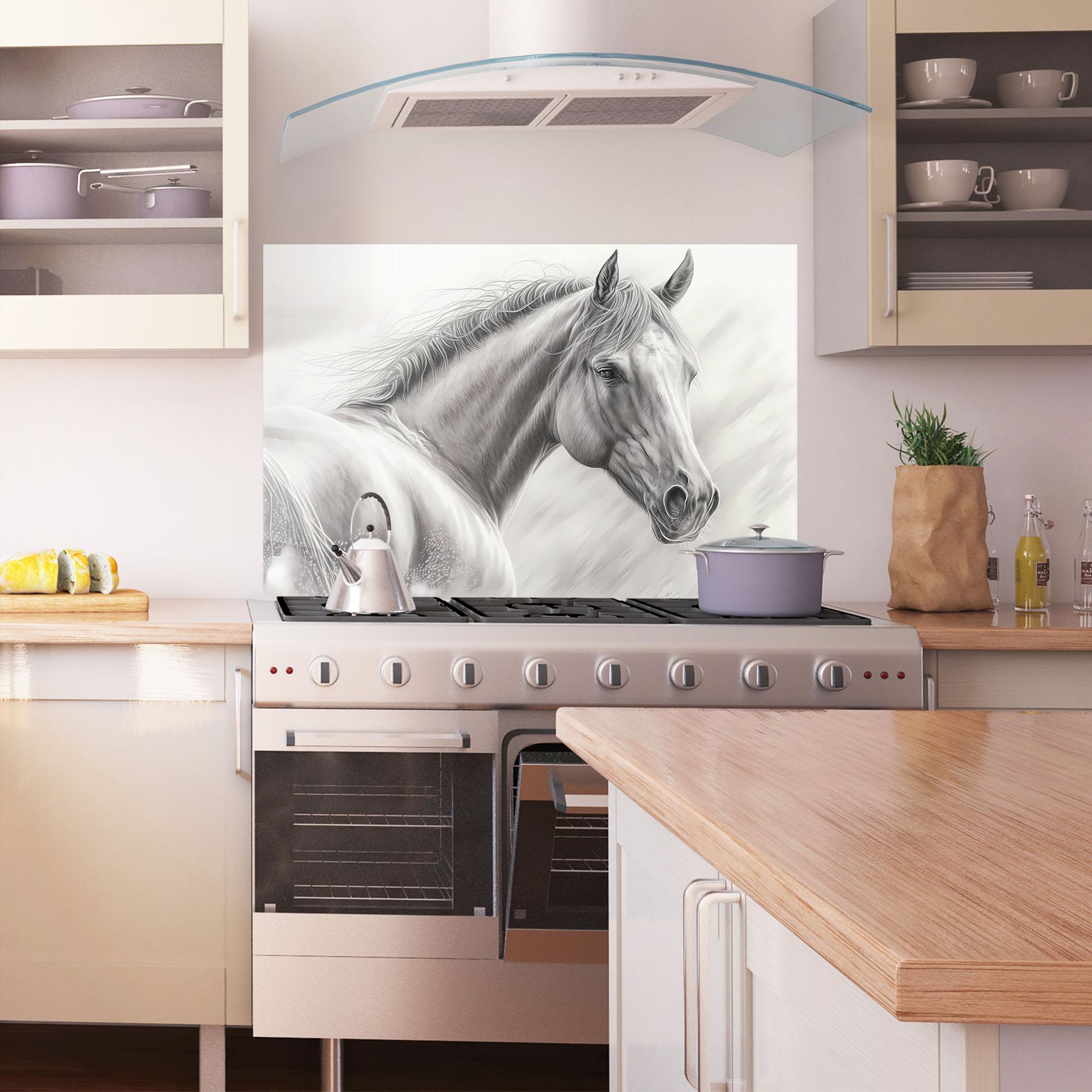 Panel Szklany do Kuchni Pencil Horse Drawing mockup 1