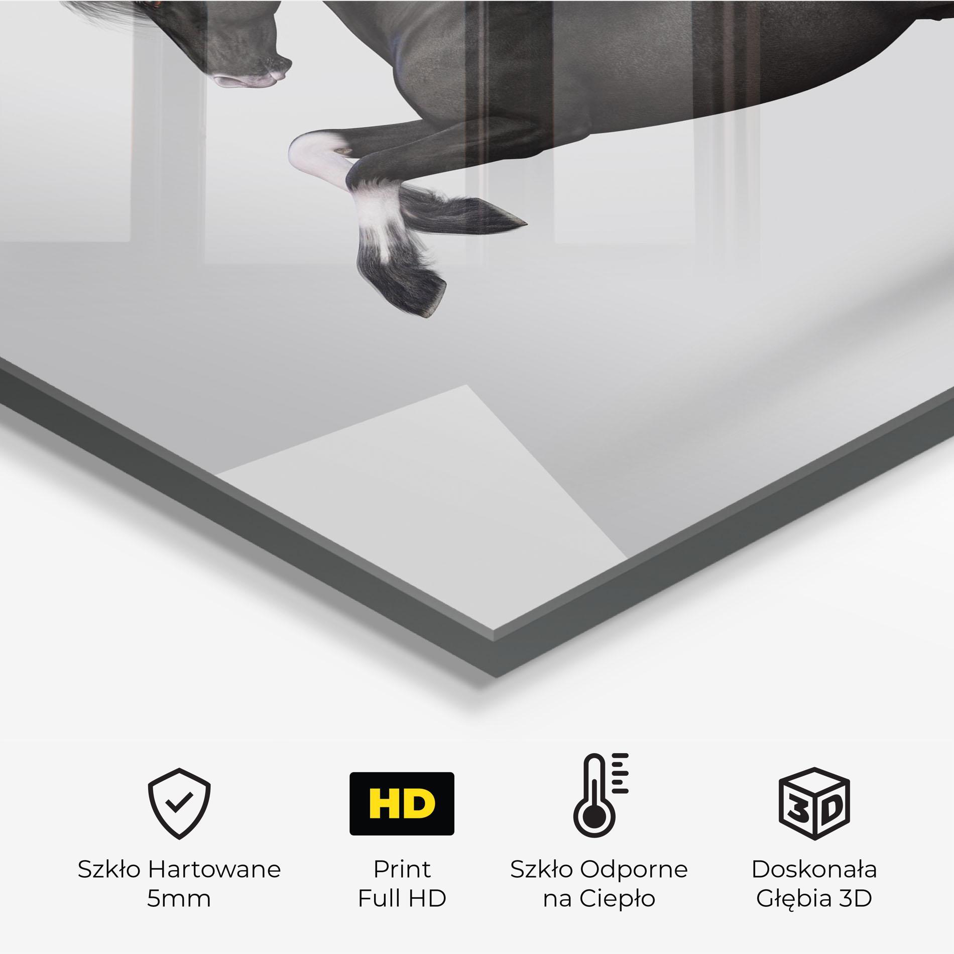 Panel Szklany do Kuchni Black Horse Galloping mockup 2