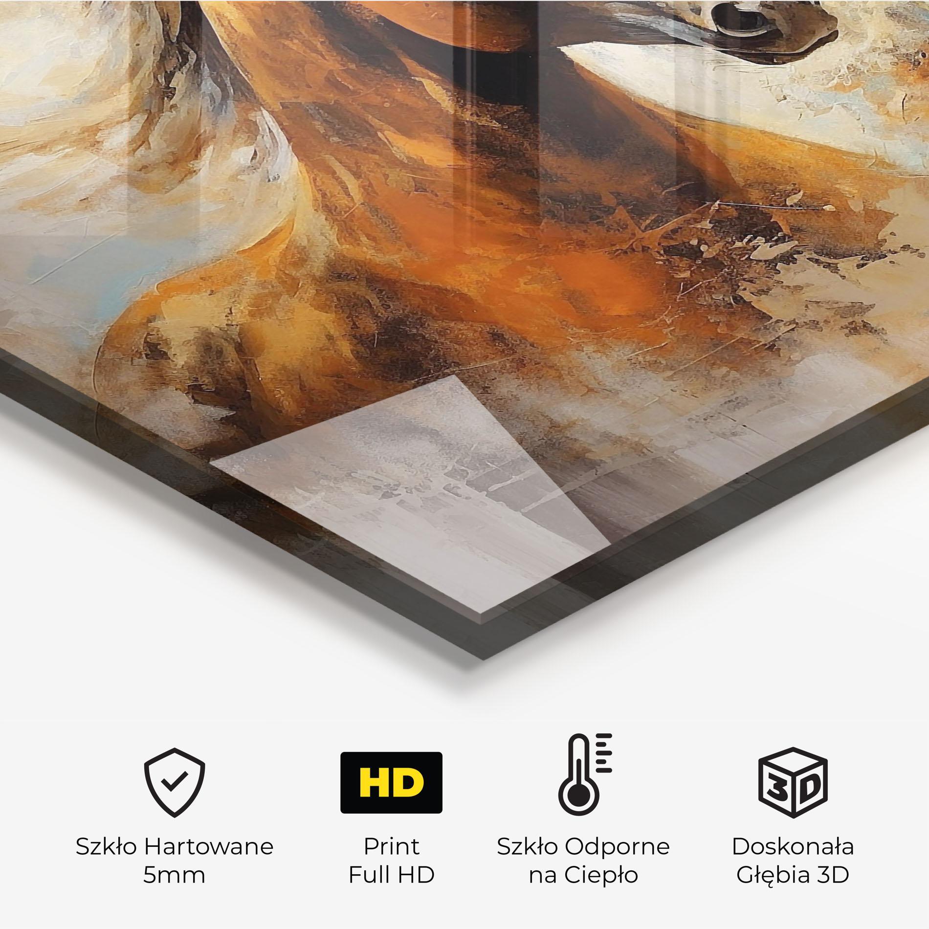 Panel Szklany do Kuchni Brown Horses Staying mockup 2