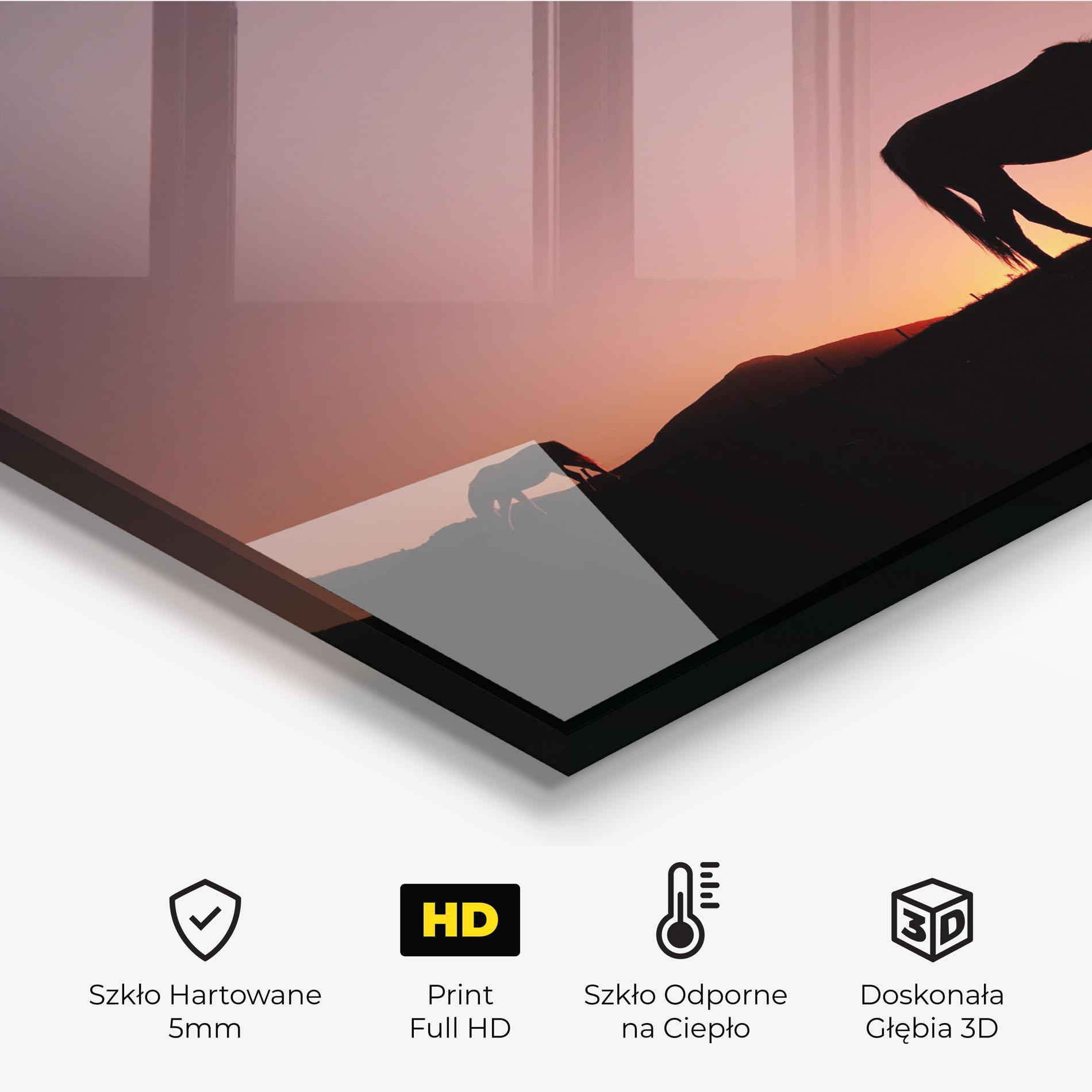 Panel Szklany do Kuchni Horse Silhouette mockup 2