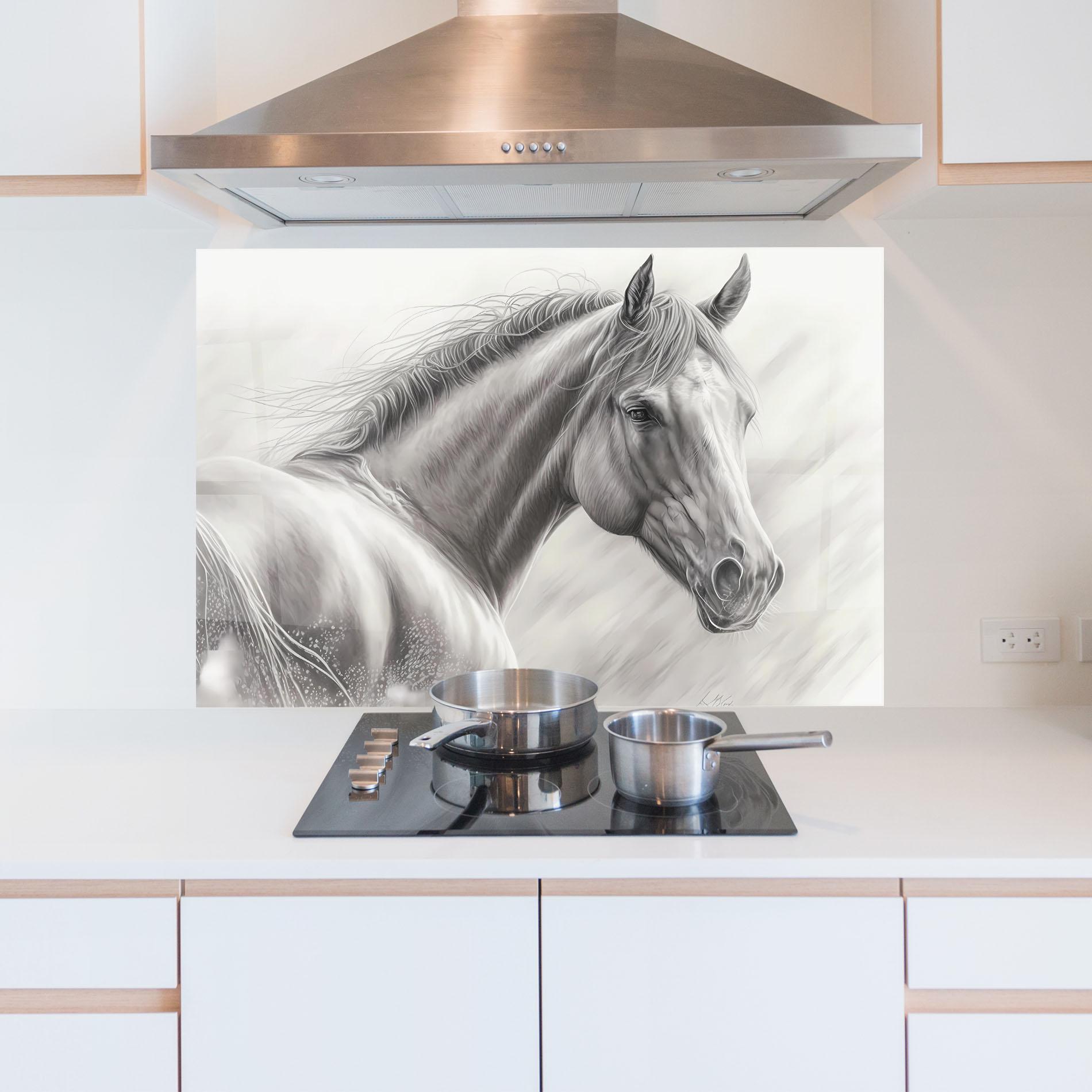 Panel Szklany do Kuchni Pencil Horse Drawing mockup 5