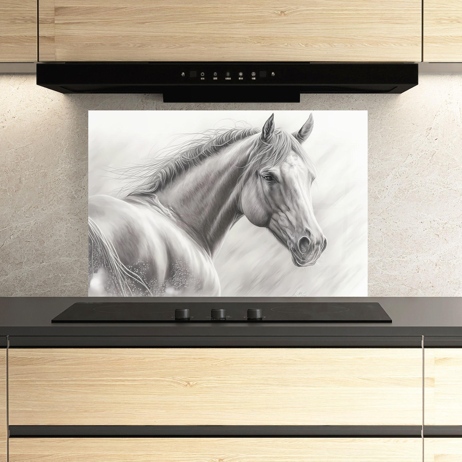 Panel Szklany do Kuchni Pencil Horse Drawing mockup 3