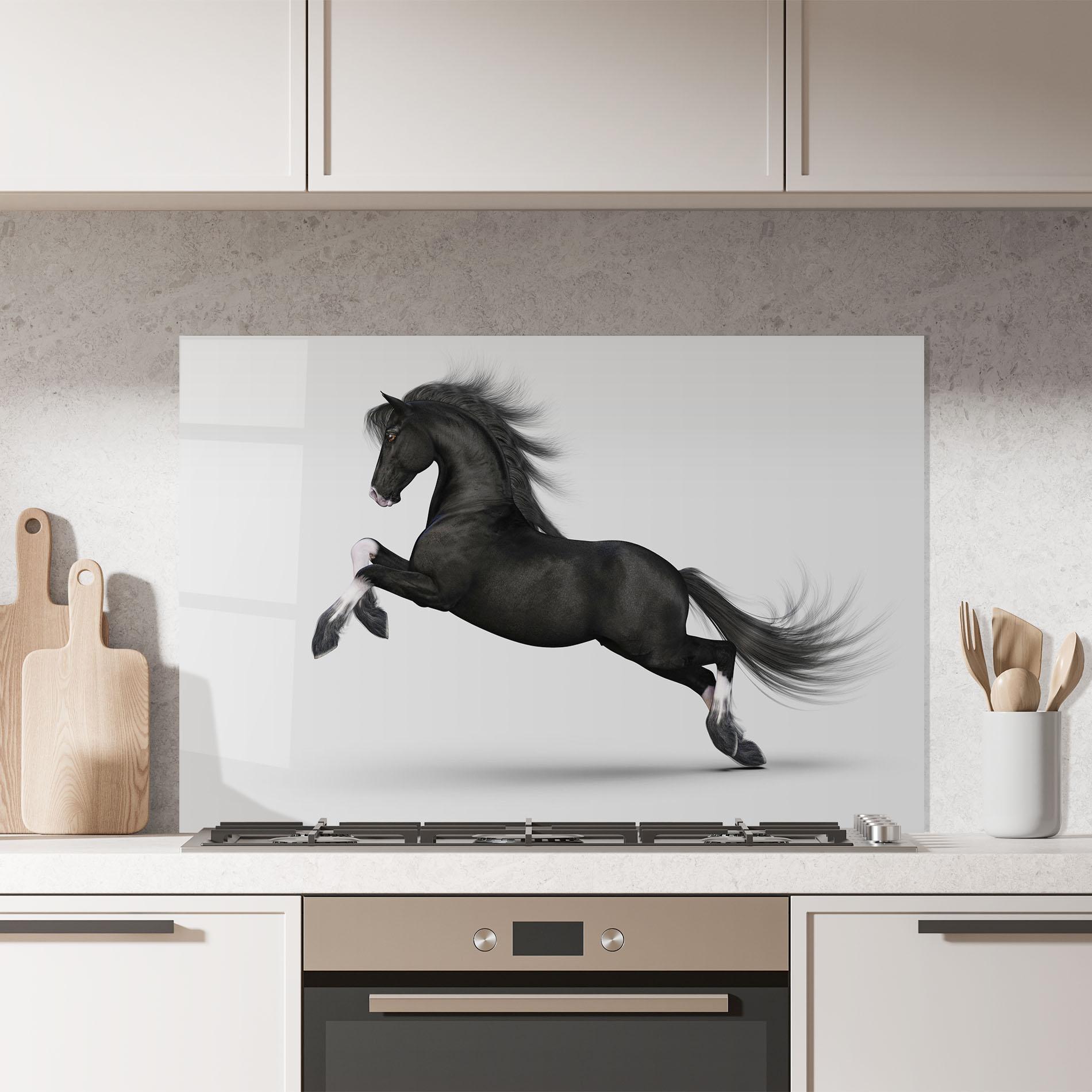 Panel Szklany do Kuchni Black Horse Galloping mockup 7