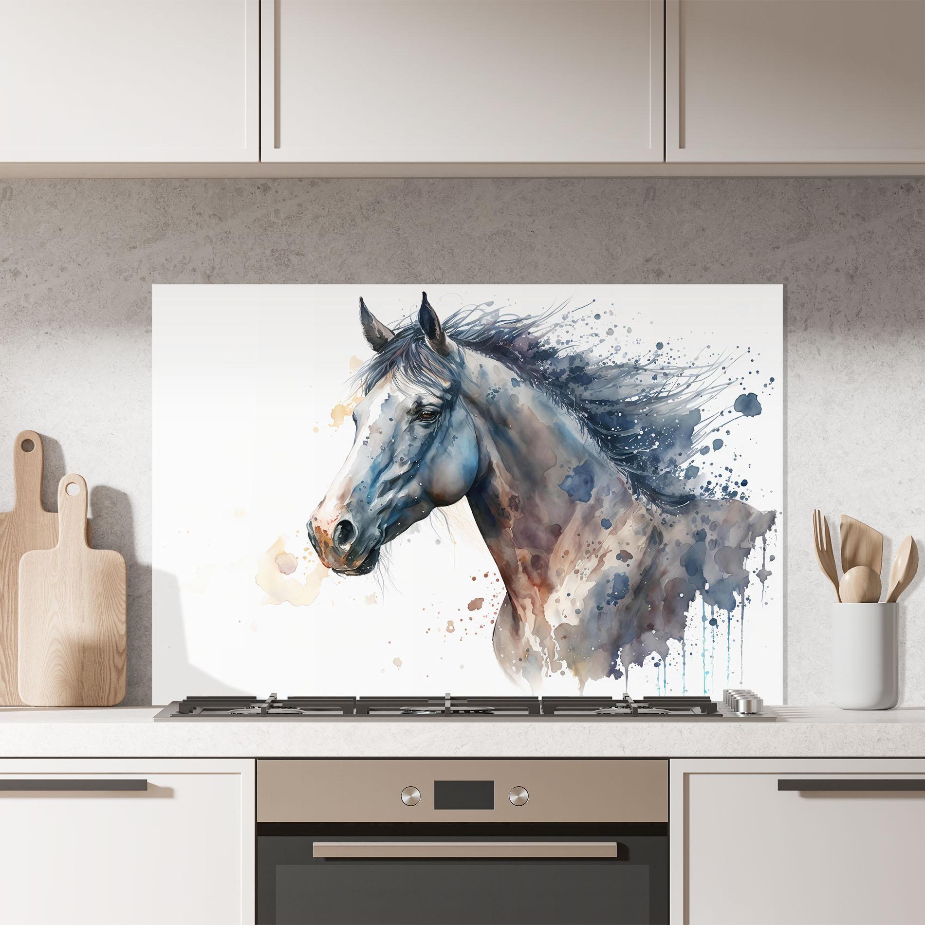 Panel Szklany do Kuchni Blue Horse Painting mockup 7