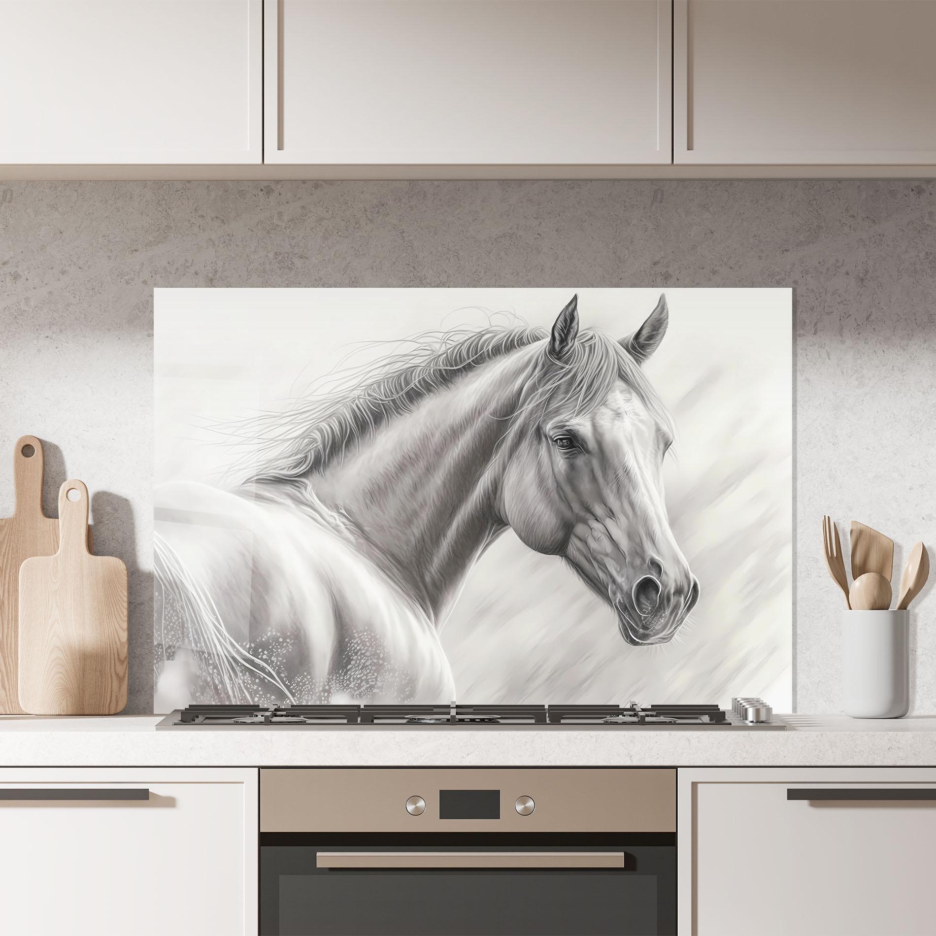 Panel Szklany do Kuchni Pencil Horse Drawing mockup 7