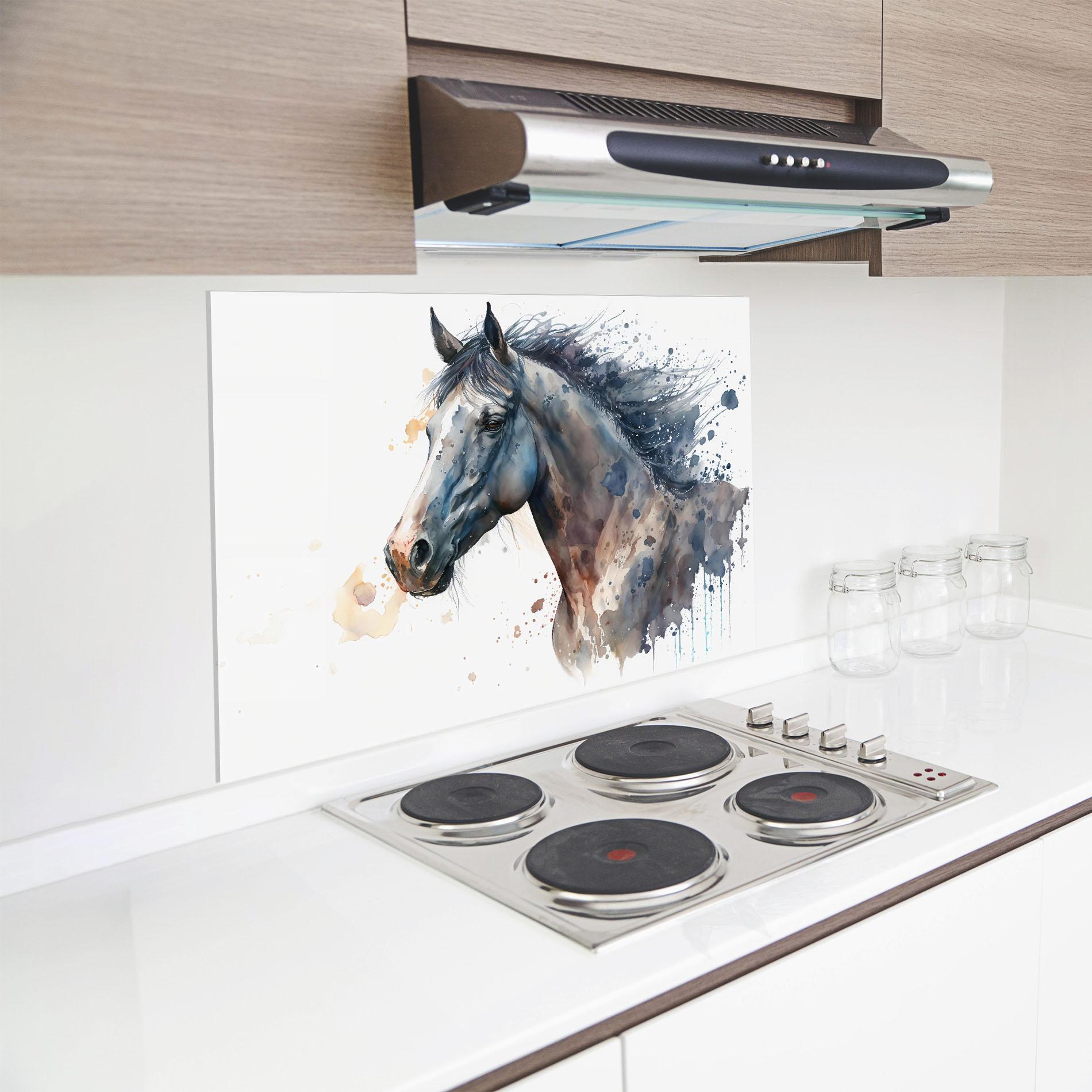 Panel Szklany do Kuchni Blue Horse Painting mockup 8
