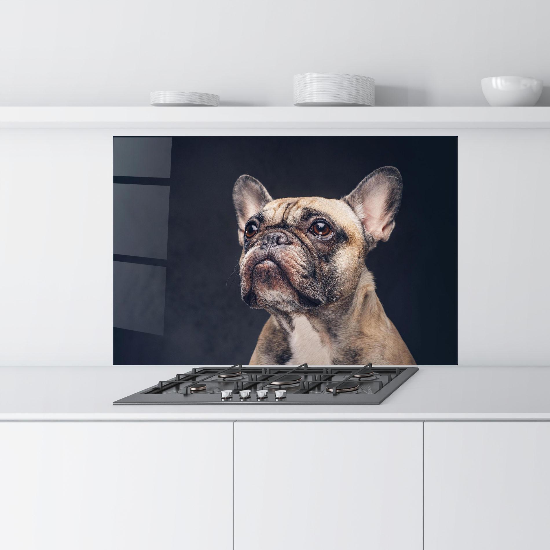 Panel Szklany do Kuchni Dog Looking Up mockup 9