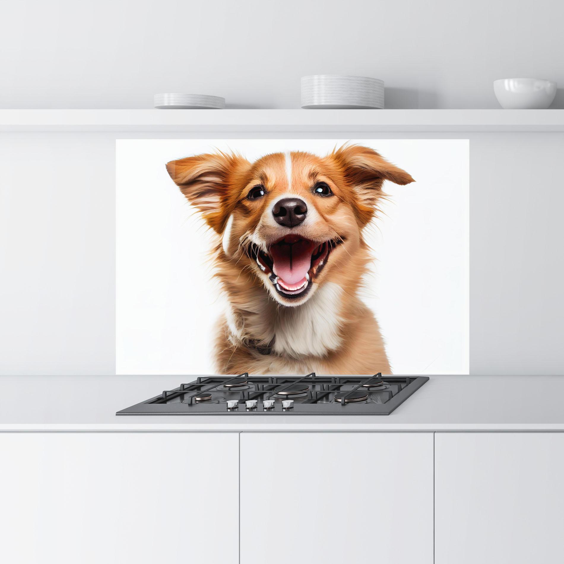 Panel Szklany do Kuchni Happy Smiling Dog mockup 9