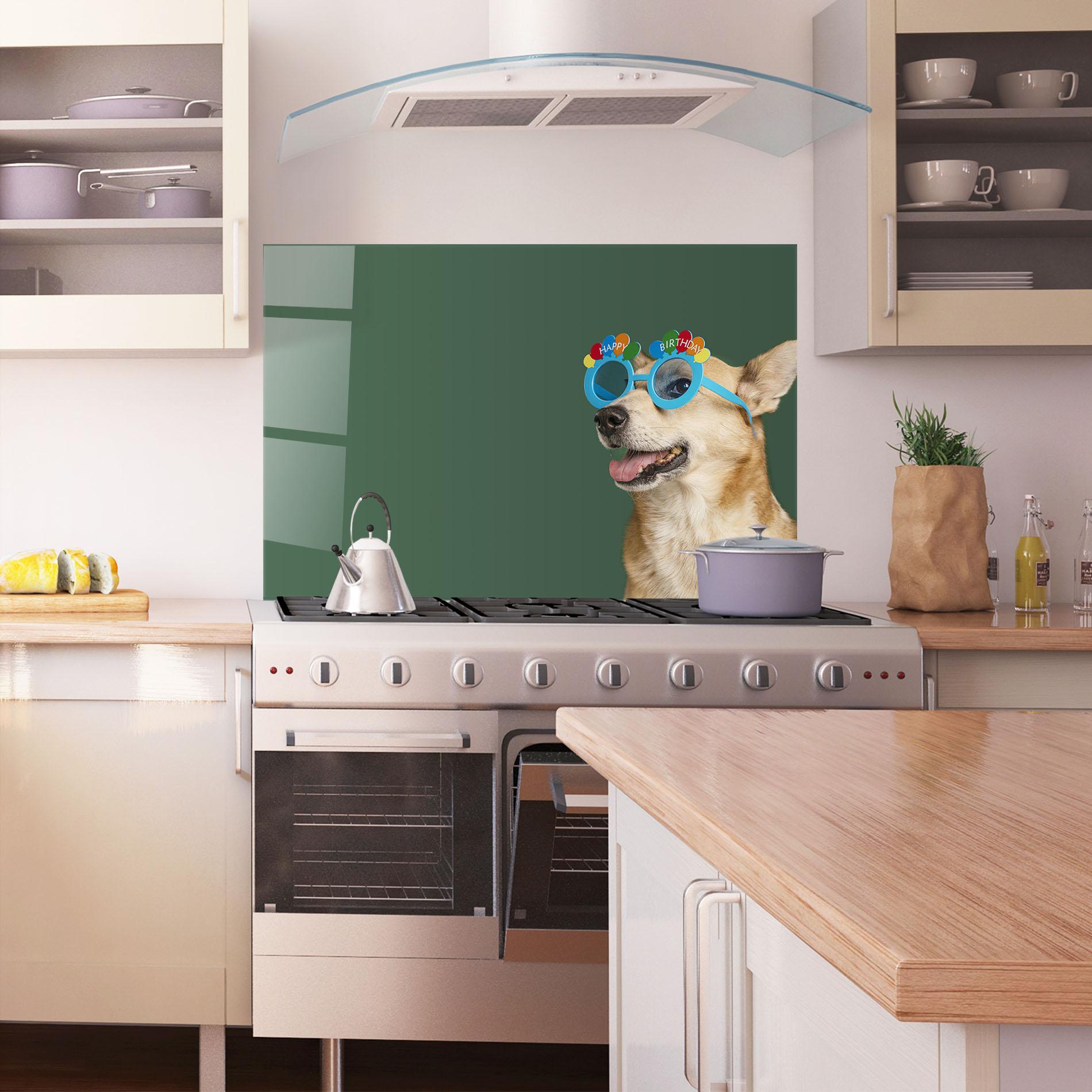 Panel Szklany do Kuchni Cute Glasses Dog mockup 1