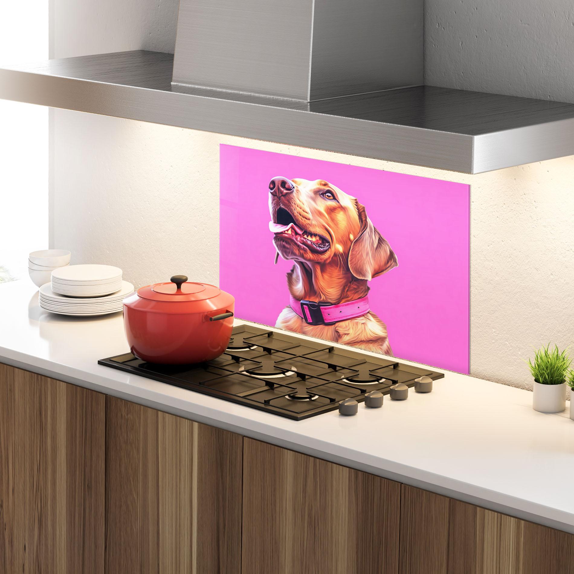Panel Szklany do Kuchni Cute Retriever Dog mockup 4