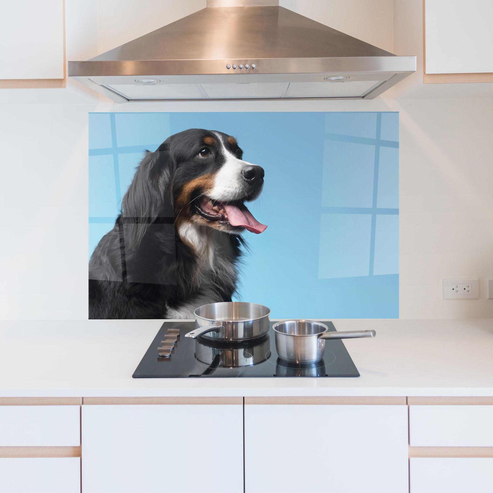Panel Szklany do Kuchni Dog On Blue mockup 5