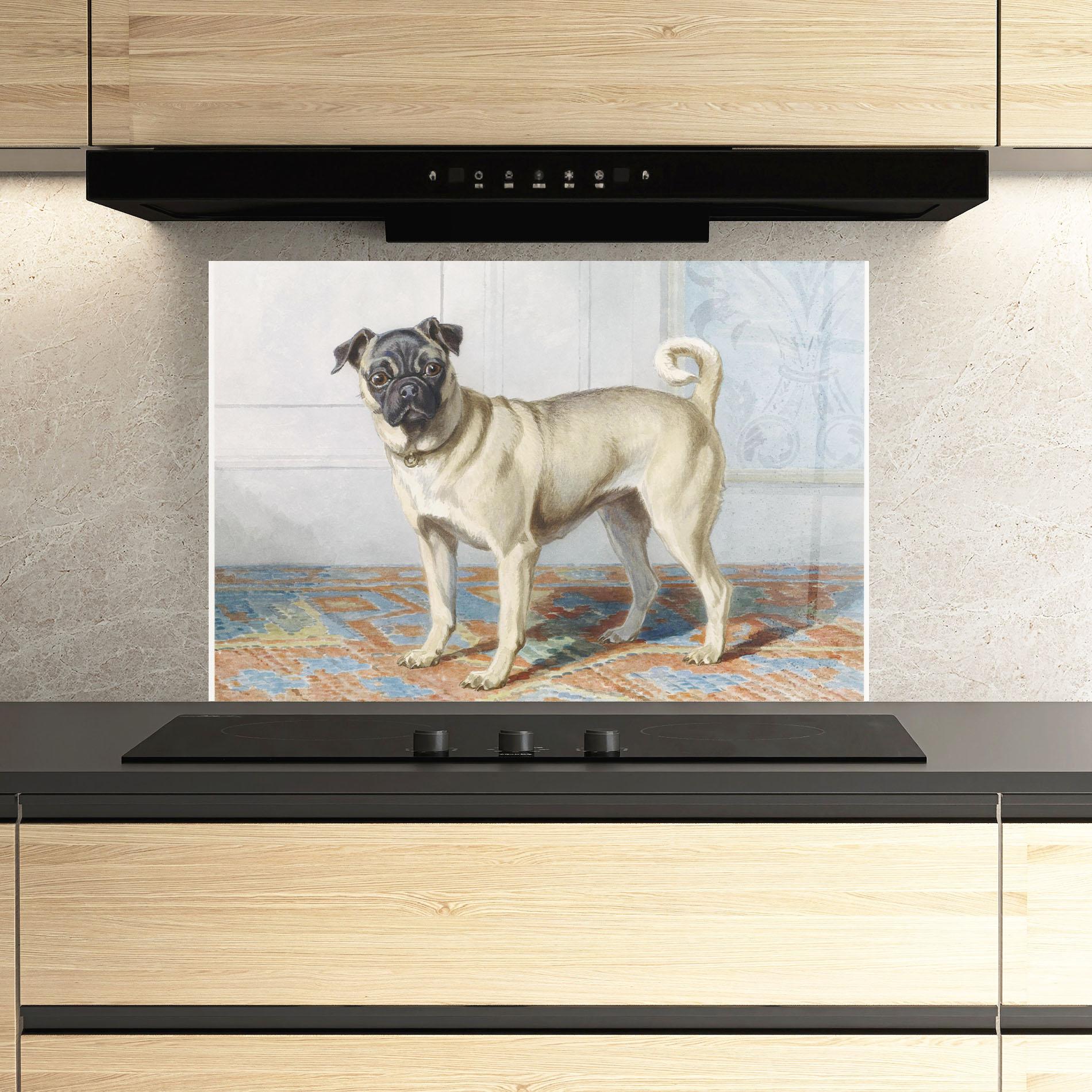 Panel Szklany do Kuchni Cute Cream Dog mockup 3