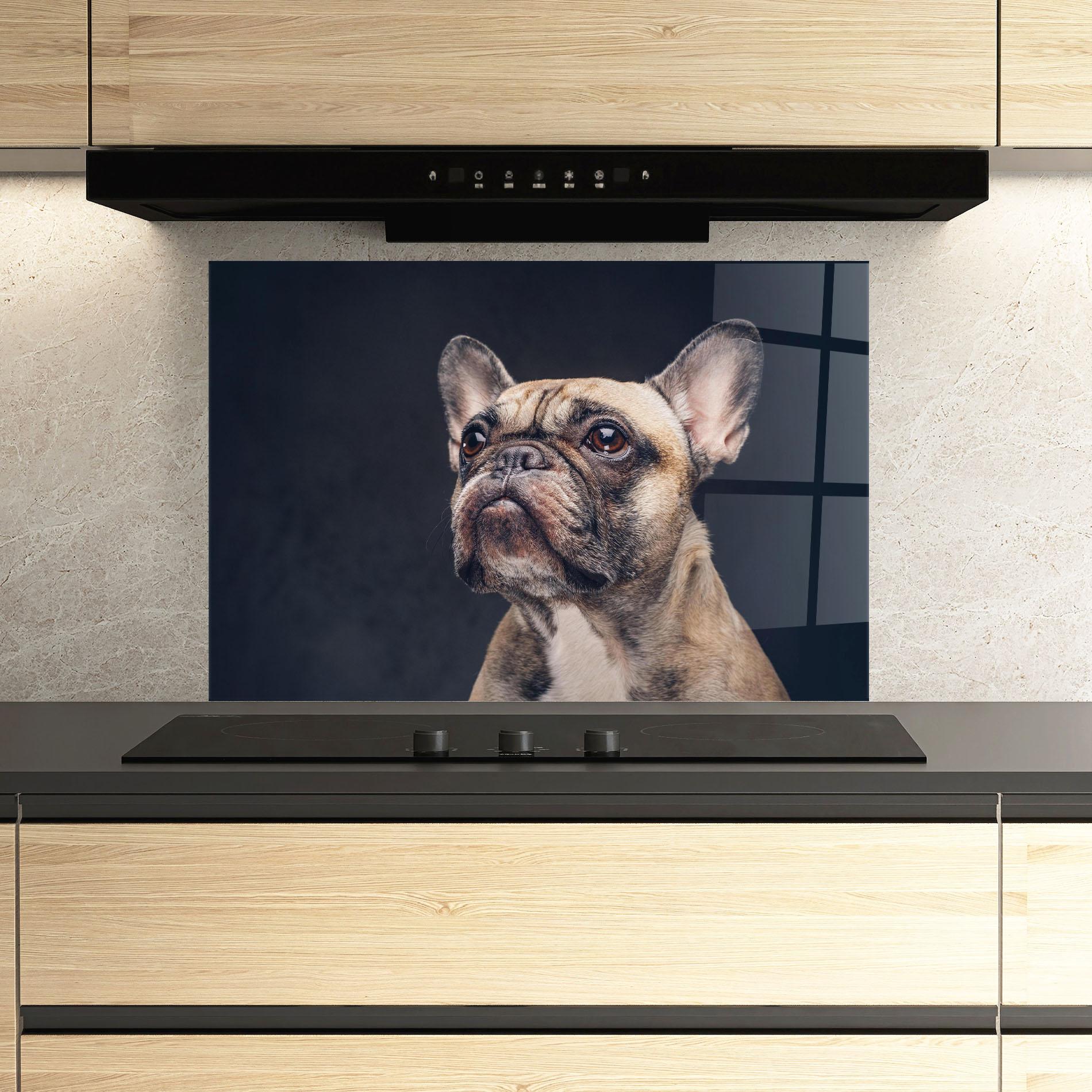 Panel Szklany do Kuchni Dog Looking Up mockup 3