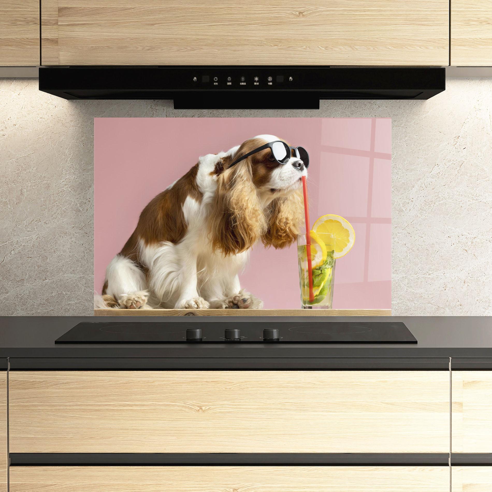Panel Szklany do Kuchni Dog With Juice mockup 3